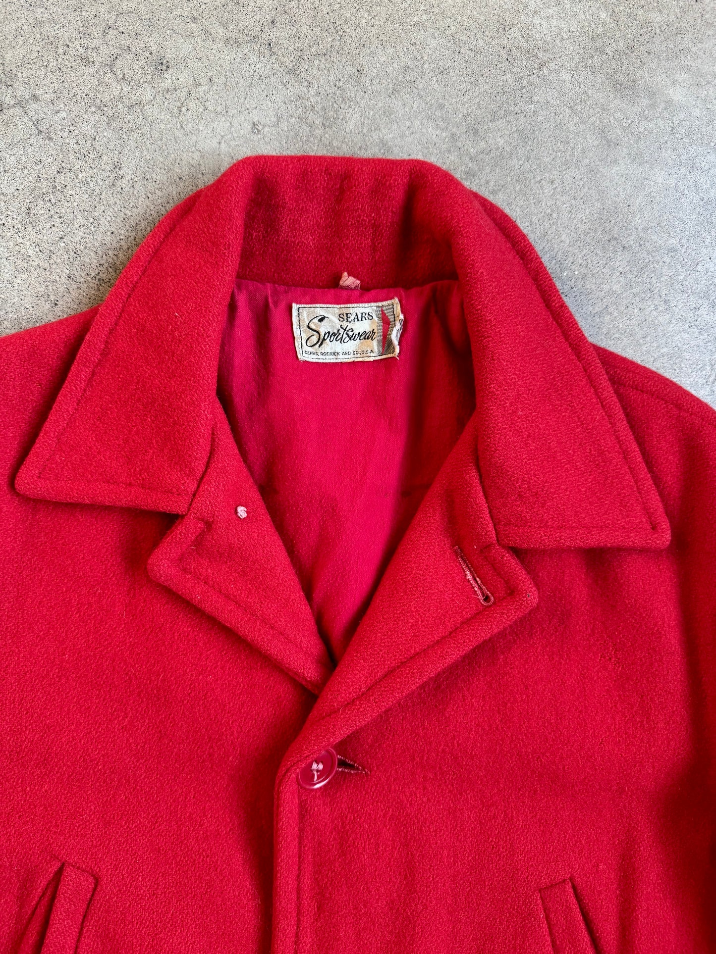 Vintage 1960s Sears Sportswear Red Wool Hunting Jacket | Large