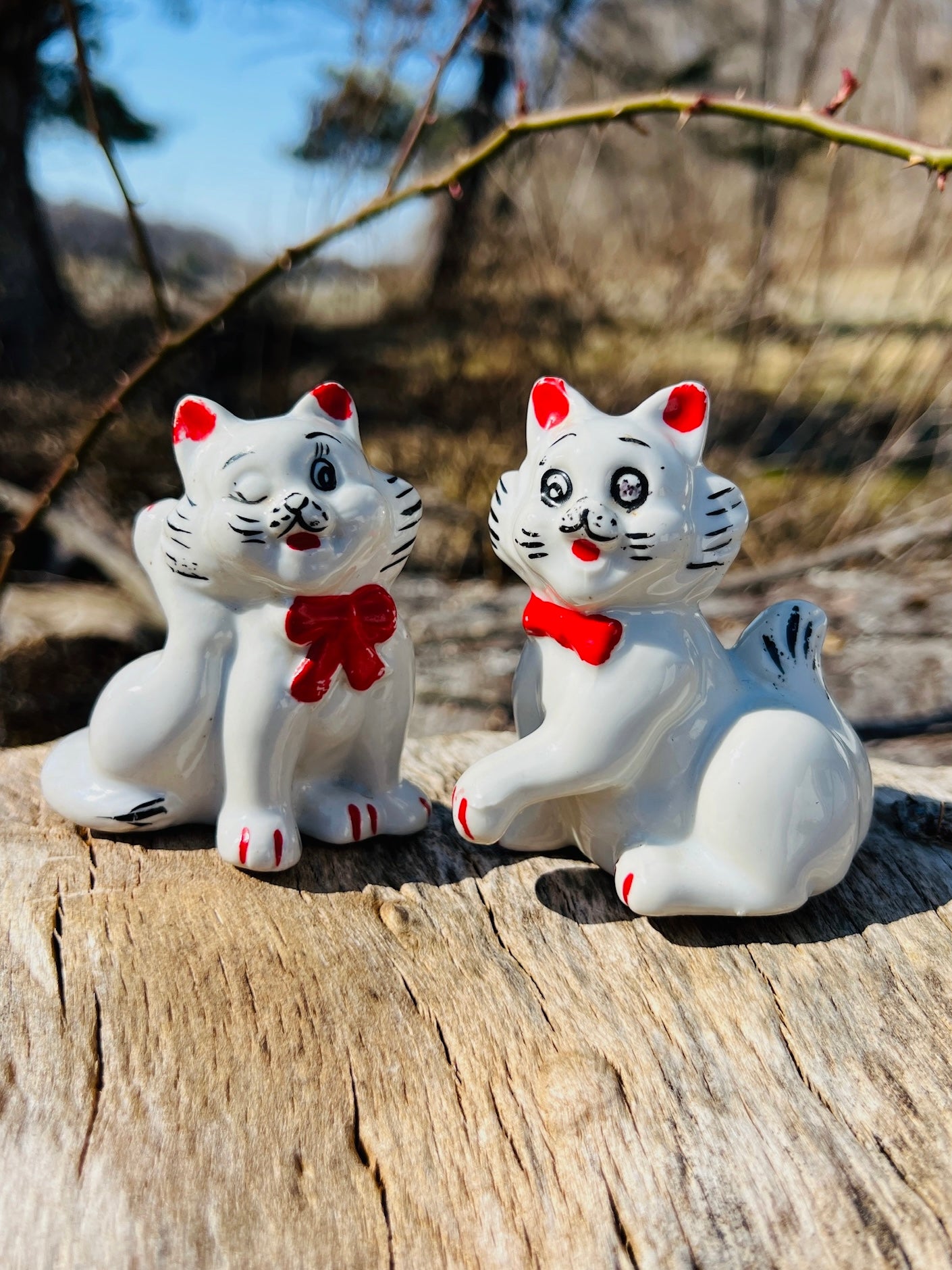 Vintage MCM Ceramic Cat Figurines | Set of 2