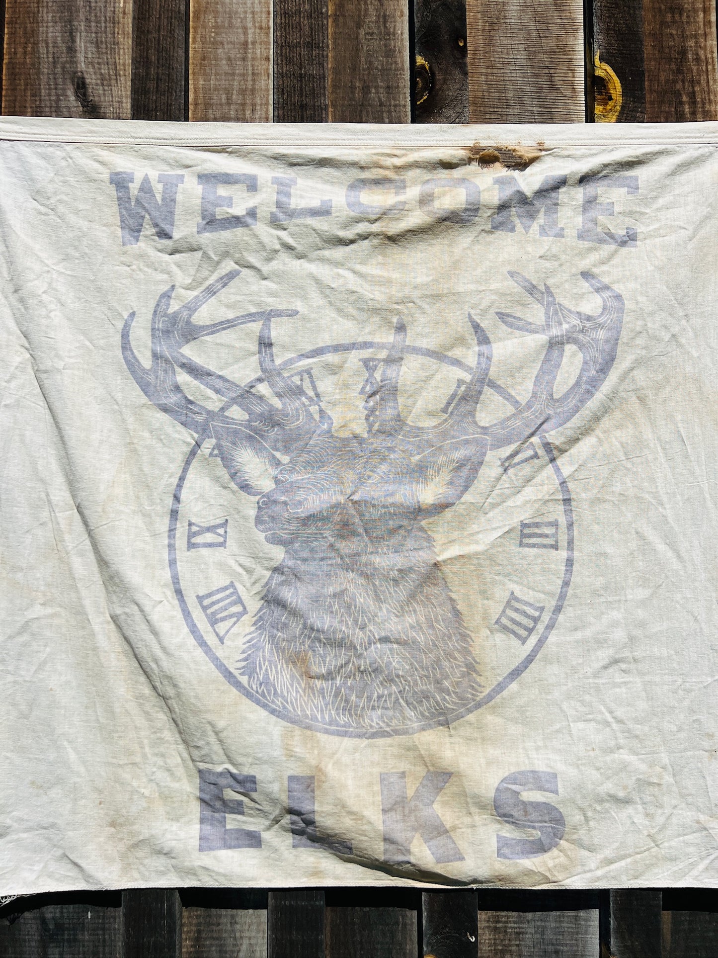 Vintage 1930s Welcome Elks Distressed Banner
