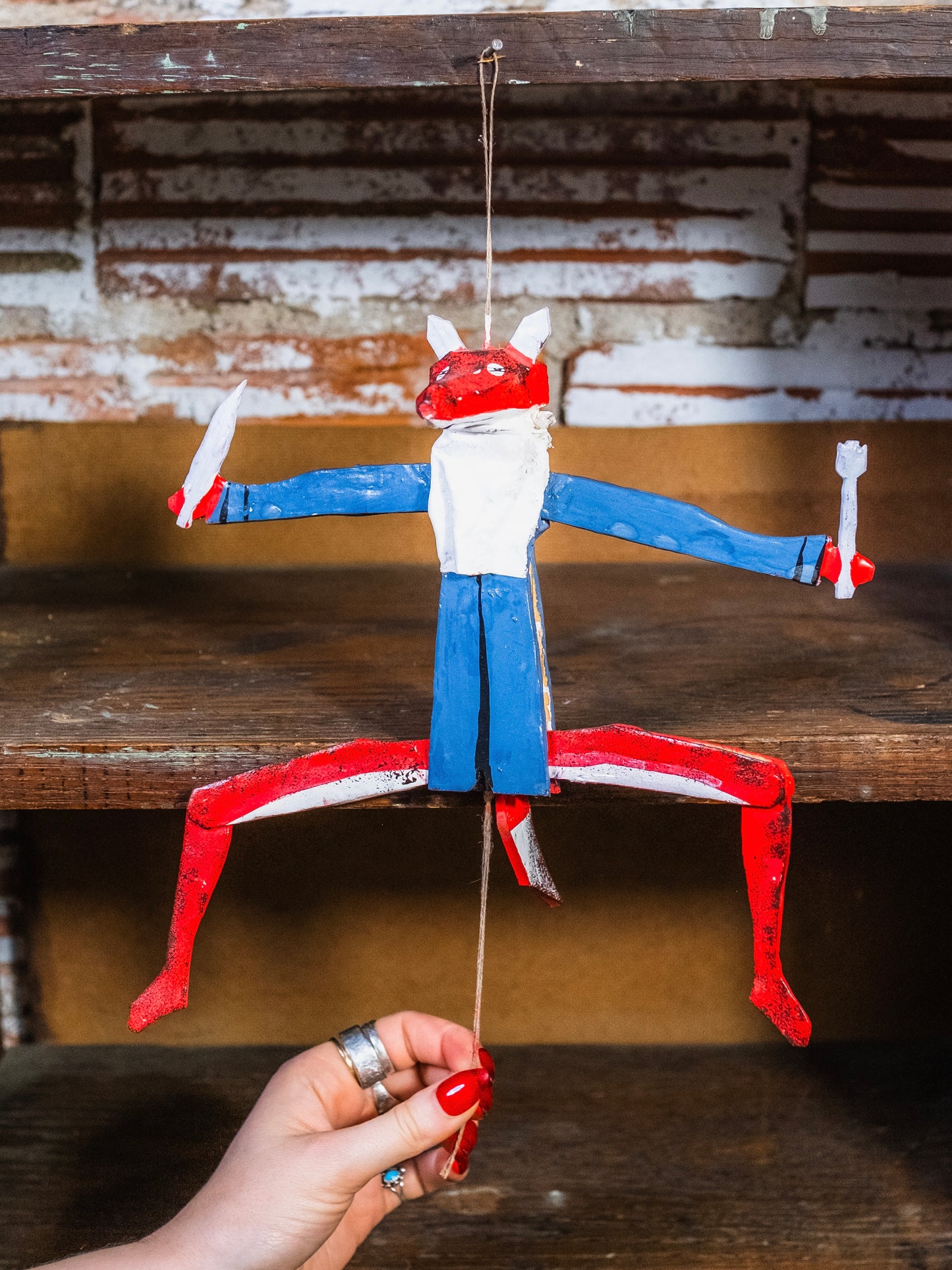 Hampelmann Style Folk Art Handmade Jumping Jack Toy | Mr. Fox