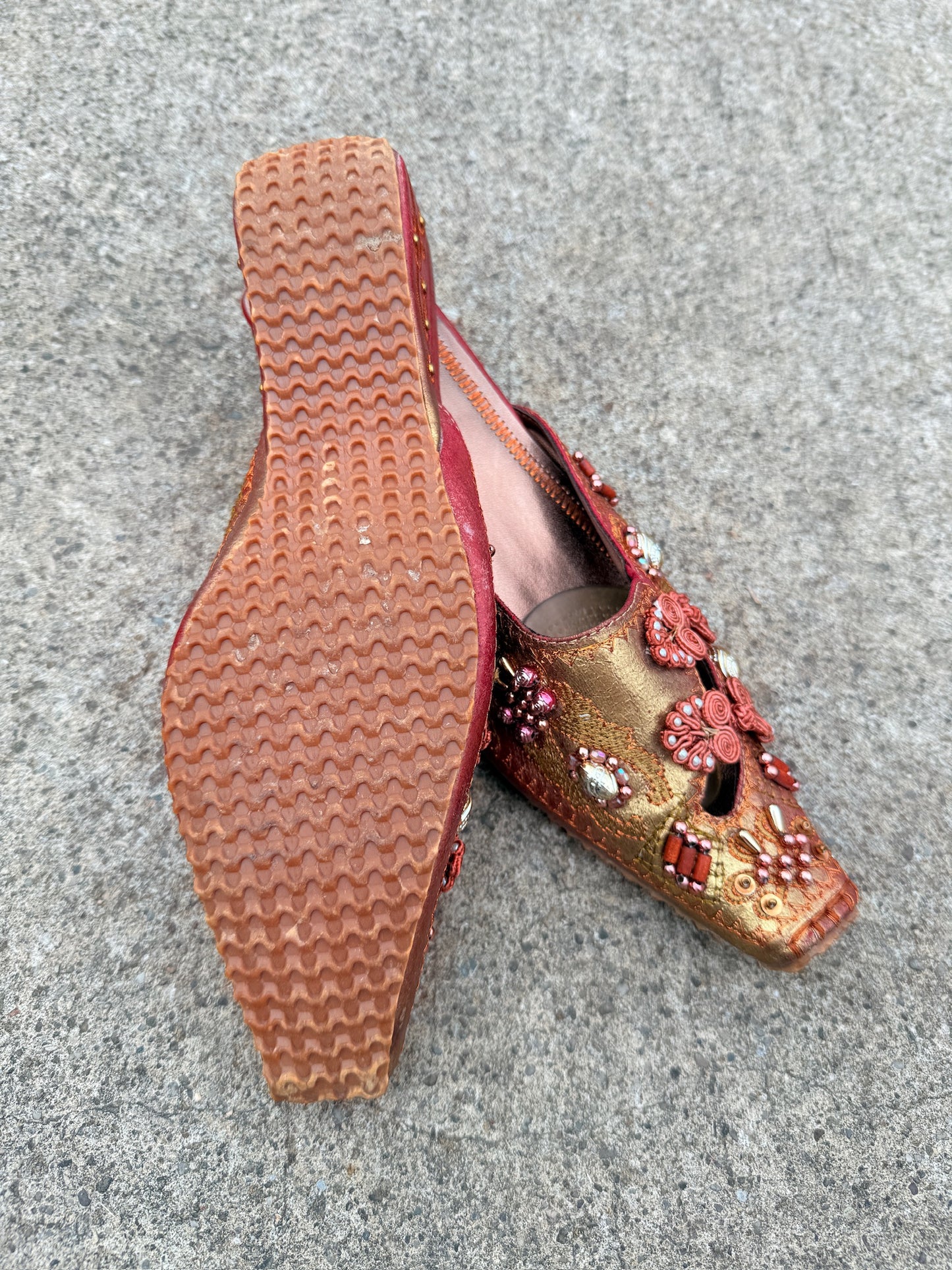 Vintage 1990s John Fashion Whimsical Embellished Heeled Shoes | Women’s 7