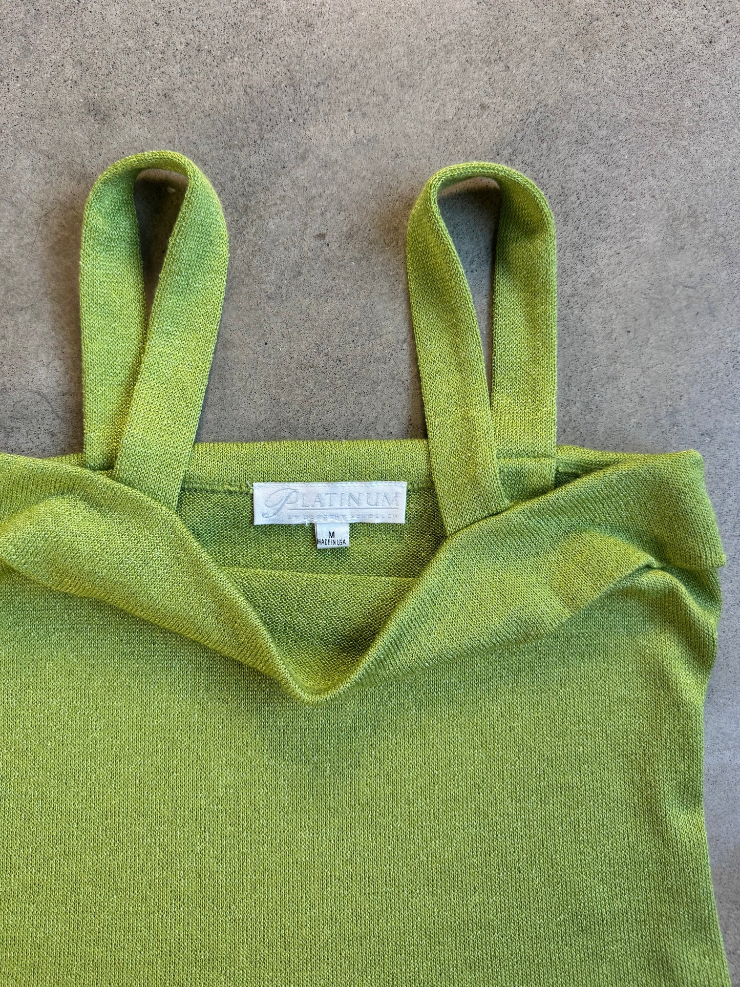 Vintage 1980s/90s Platinum by Dorothy Schoelen Green Knit Tank Top | Medium