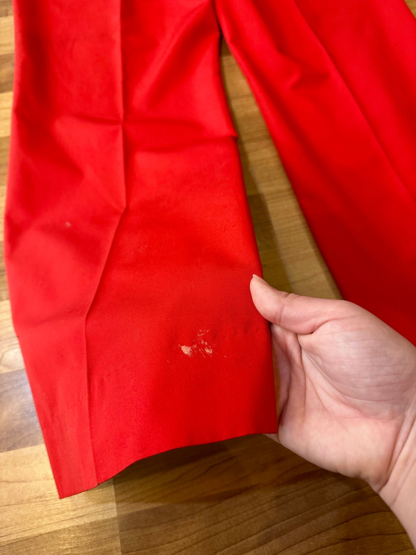 Vintage Hand-Painted Flame Red Trousers | Waist 36”
