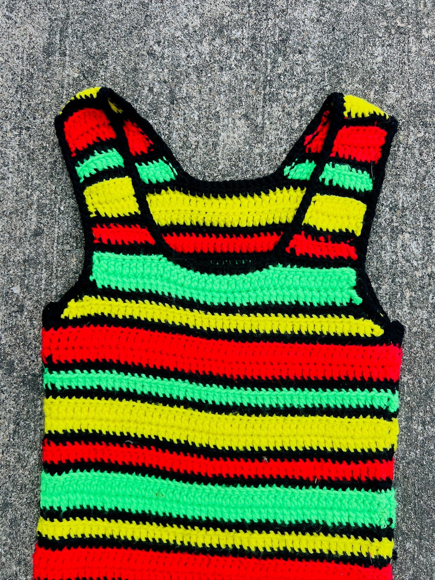 Vintage 1970s Handmade Knit Multi-Color Stripe Tank Top | XS/S