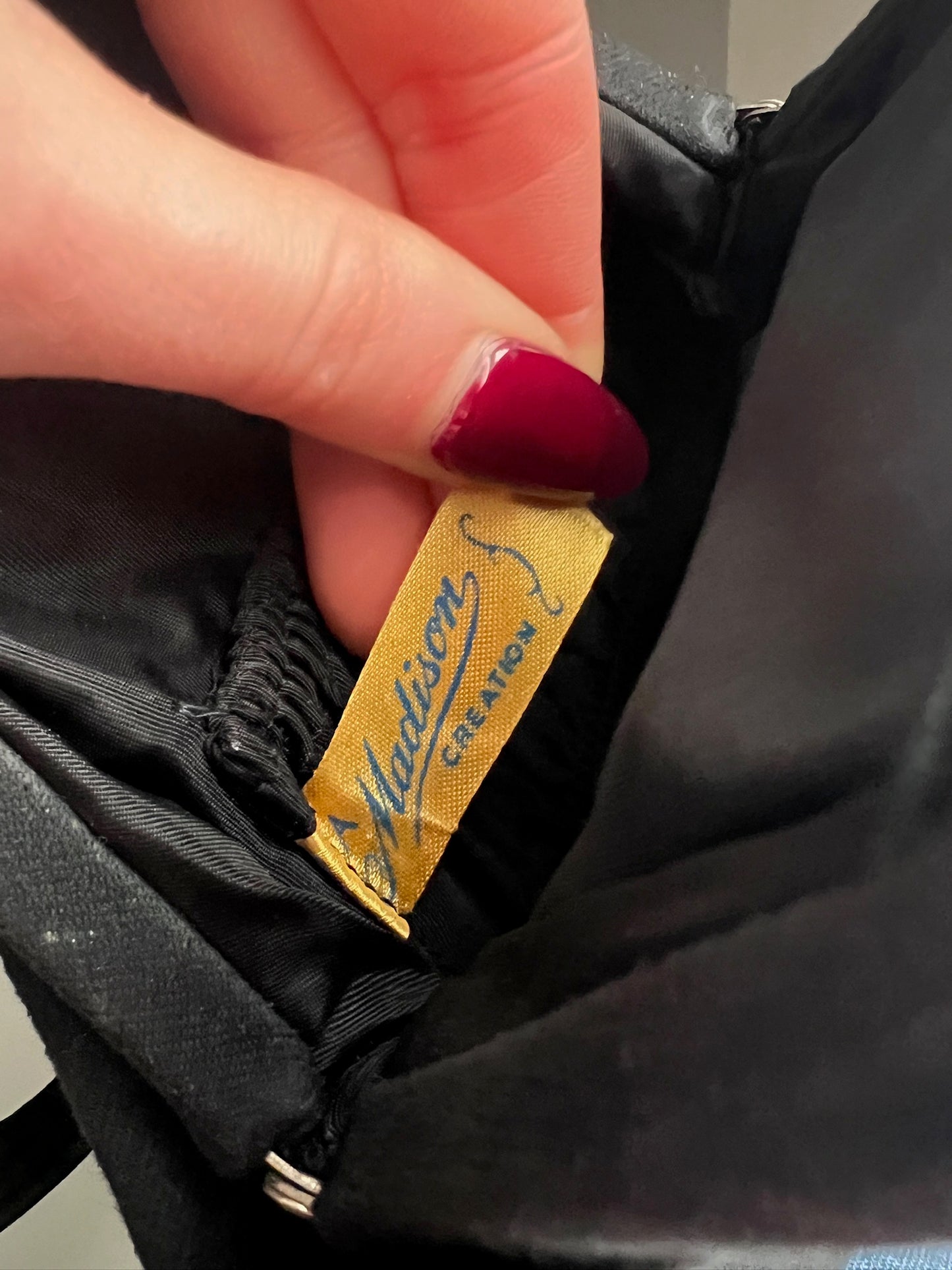 Vintage 1950s Madison Creation Black Clutch Handbag