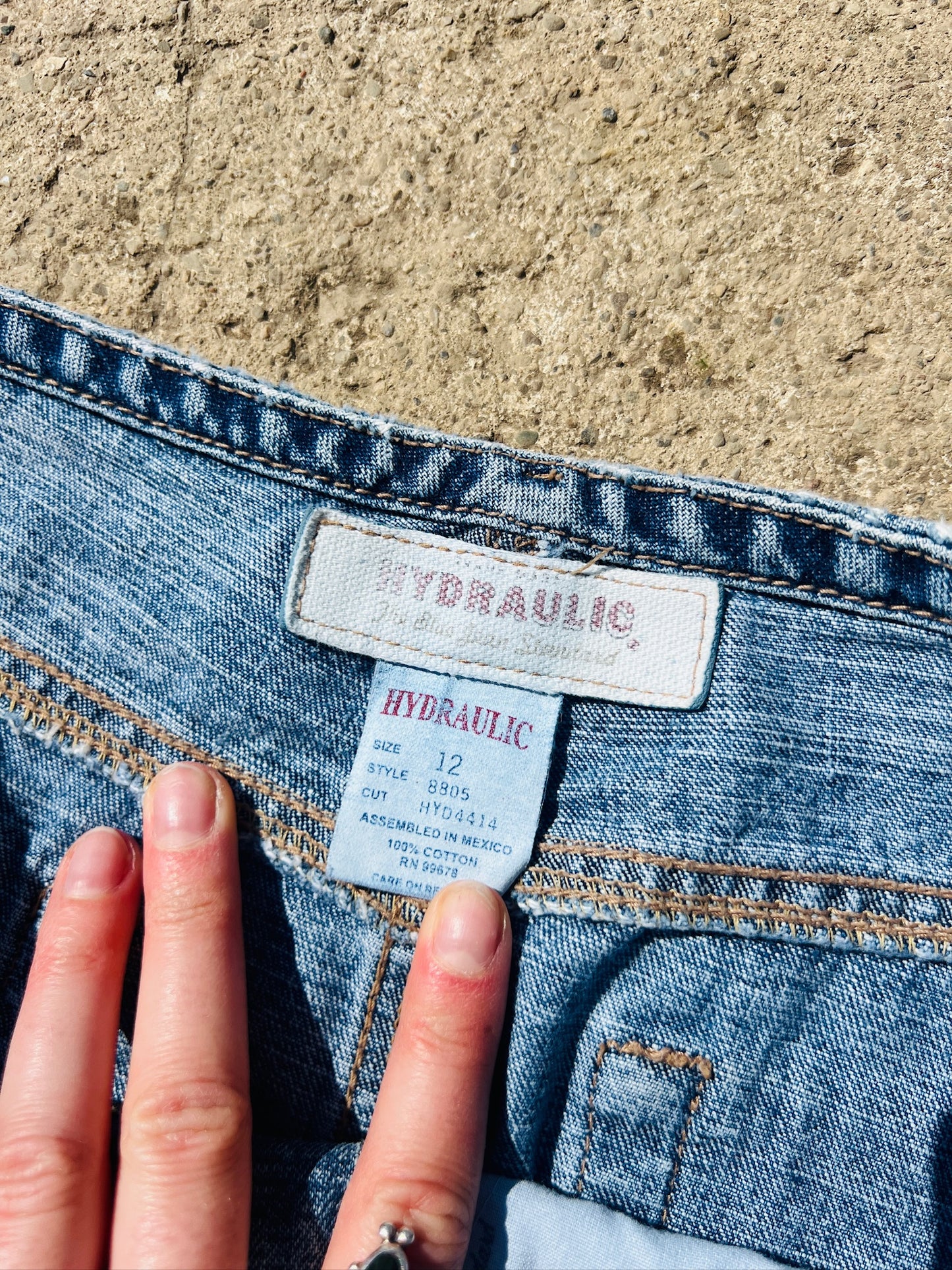 Vintage 90s/Y2K Hydraulic Low Rise Denim Maxi Skirt | Waist 33”