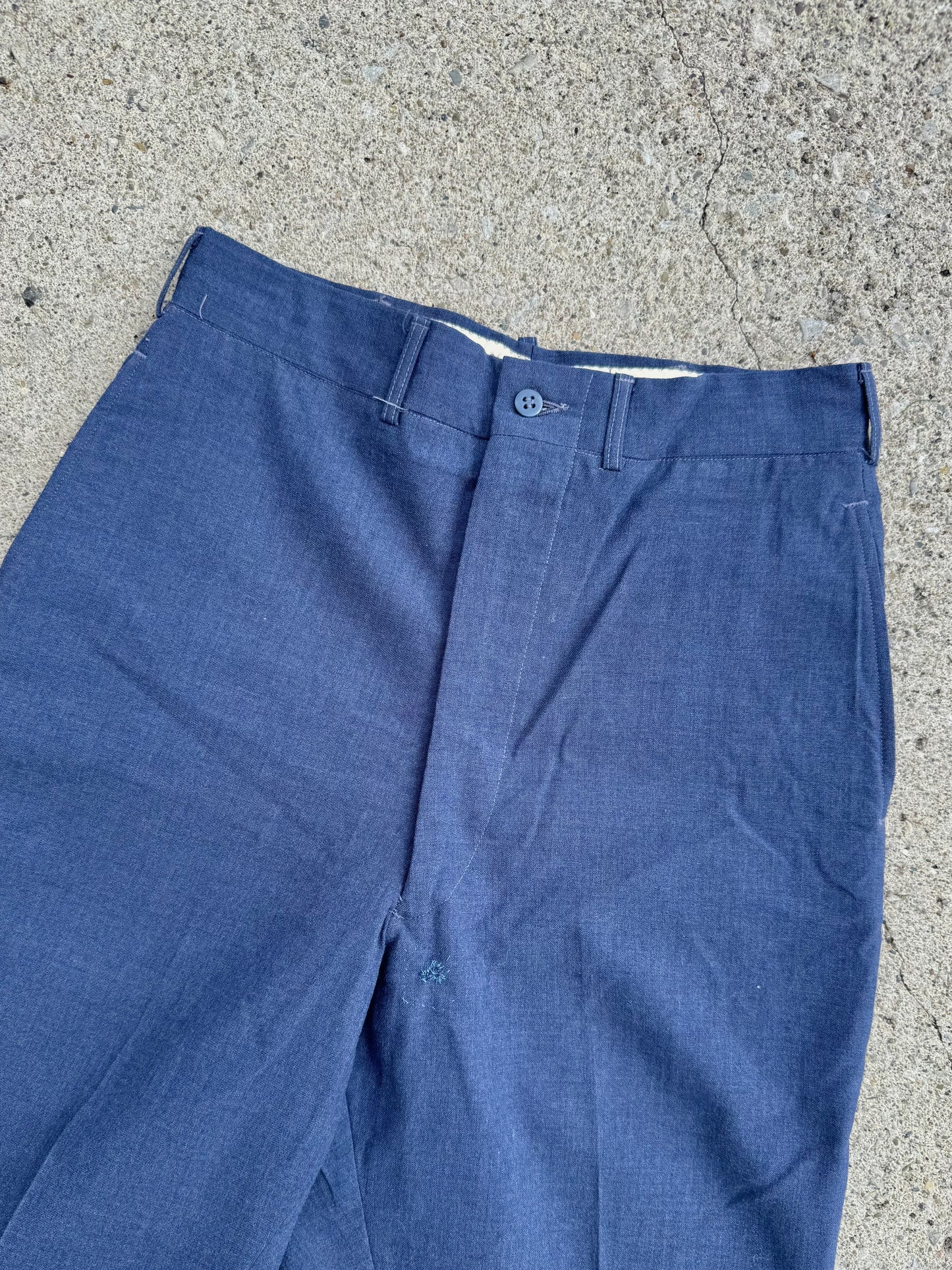 Vintage 1950s Military Issue Blue Wool Trousers | Waist 28”