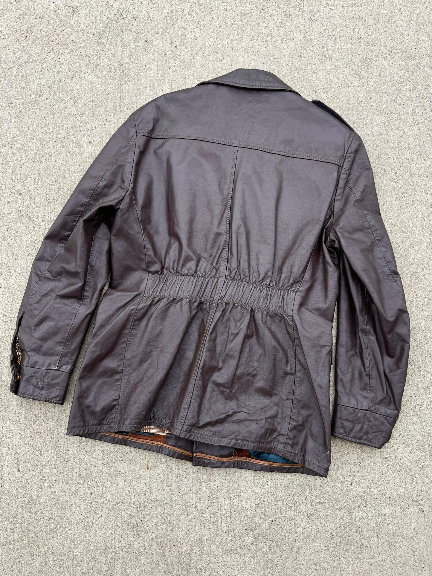 Vintage 1970s Buckboard Brown Leather Jacket | M/L