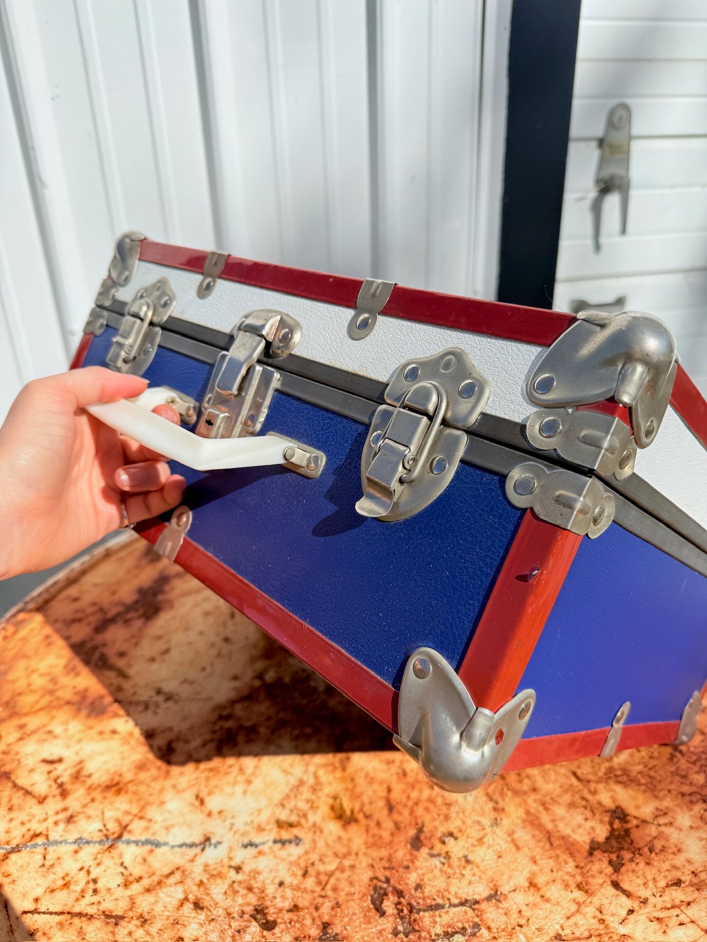 Vintage 1970s Sears Blue & Red Roller Skate Carrying Case