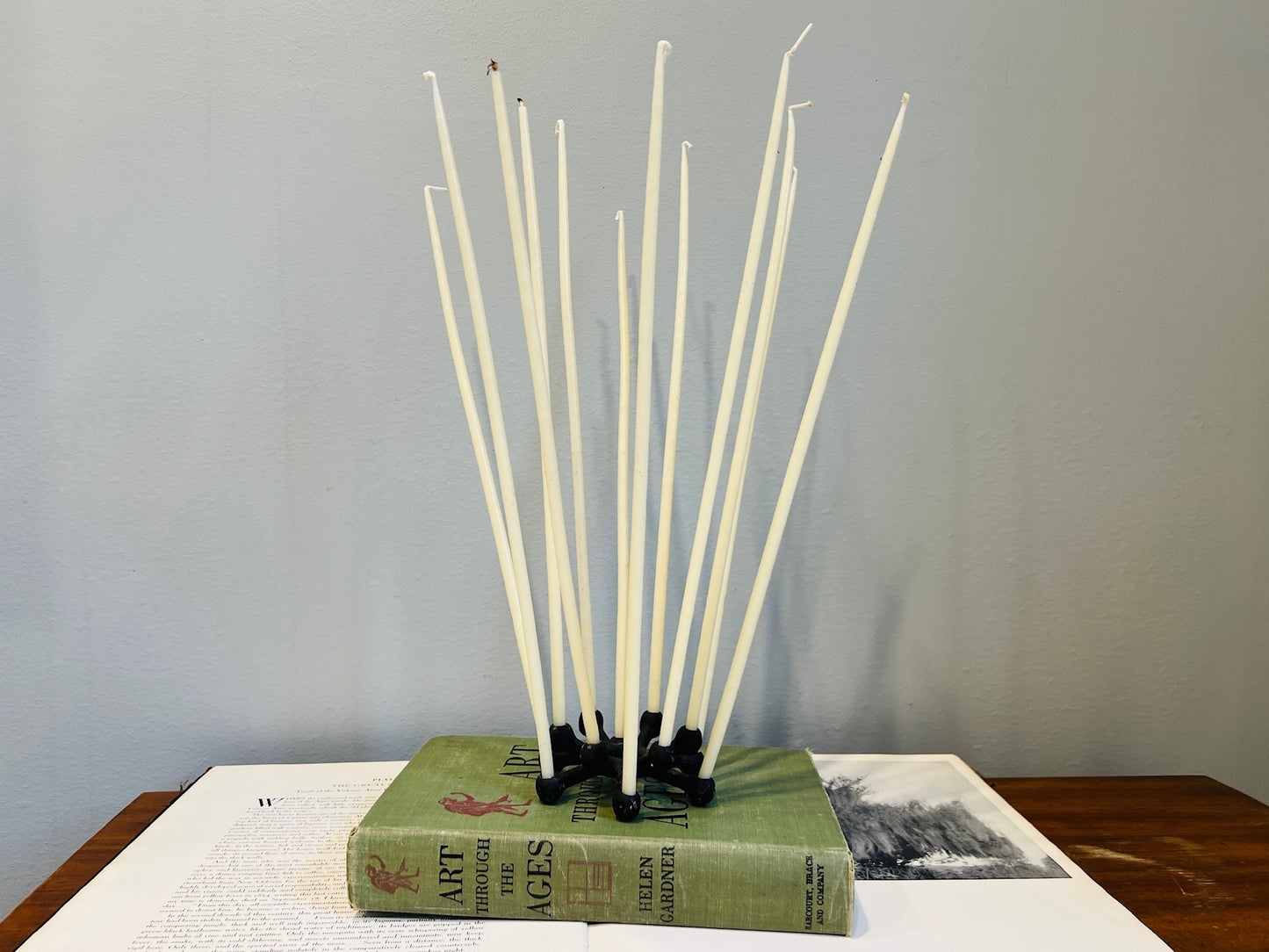 Vintage 1950s Dansk Cast Iron 12 Stick Candlestick Holder