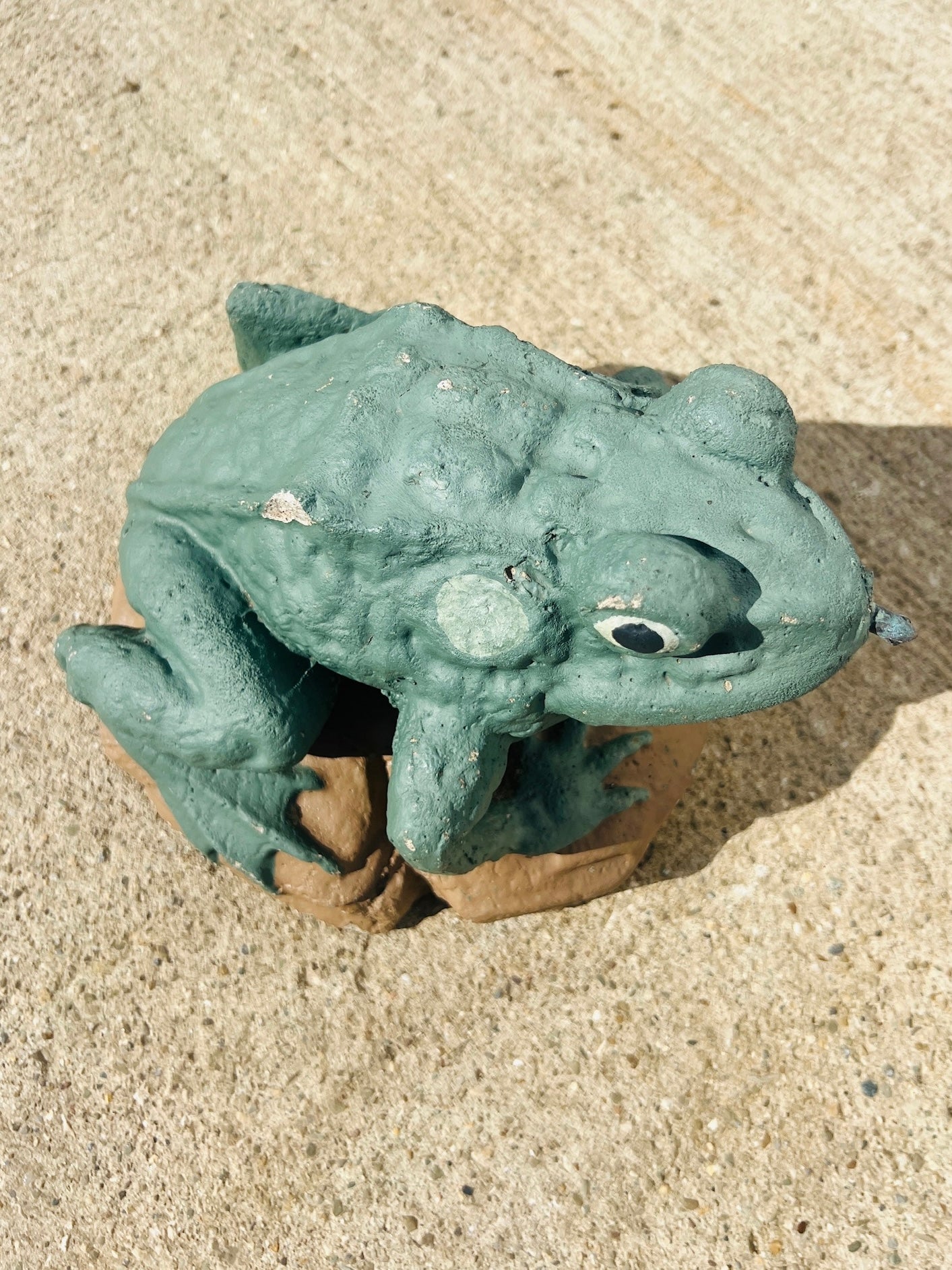 Vintage 1950s Concrete Frog Fountain Spitter