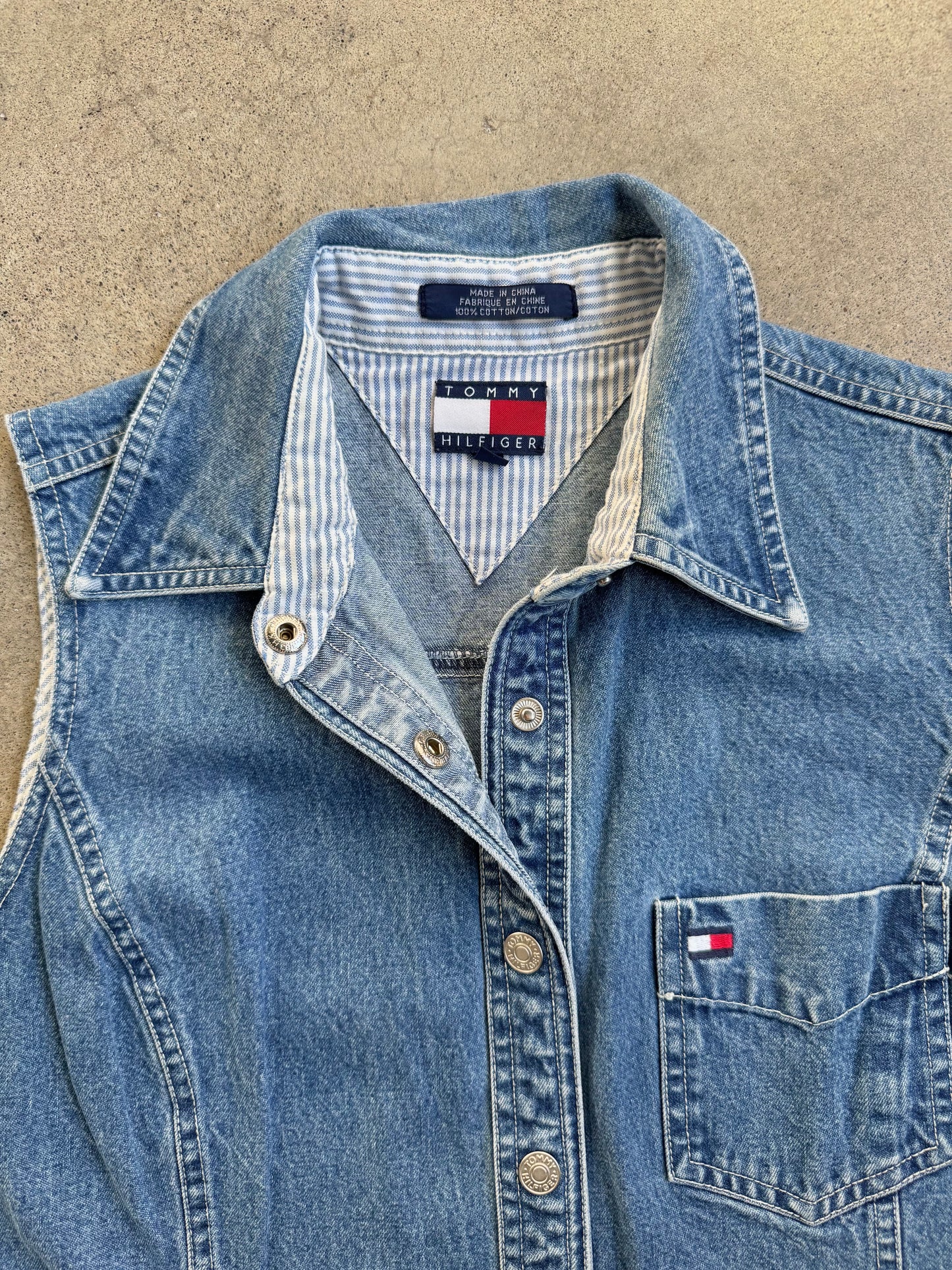 Vintage 1990s Tommy Hilfiger Sleeveless Denim Dress | Medium