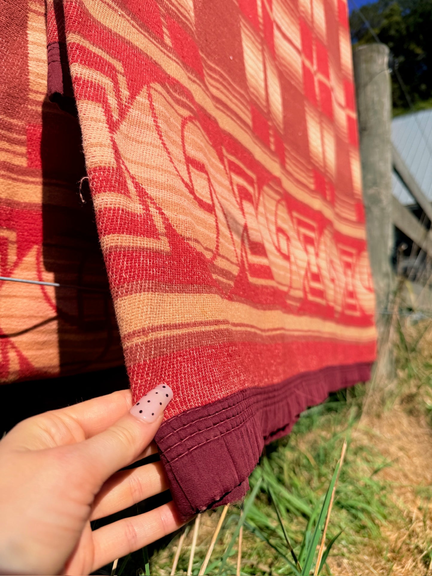 Vintage 1940s Beacon-Style Native Pattern Oversized Camp Blanket