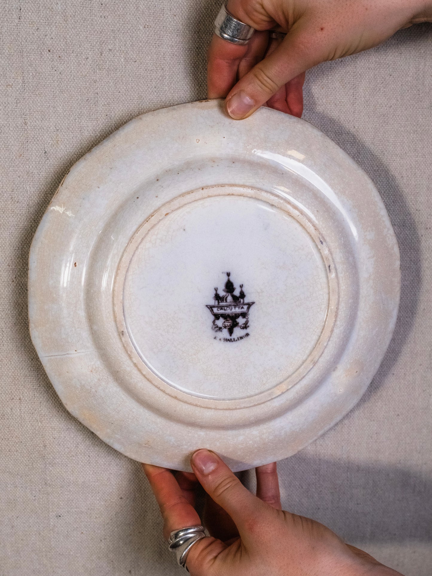 Antique 19th Century E. Challinor “Calcutta” Transferware Dinner Plate