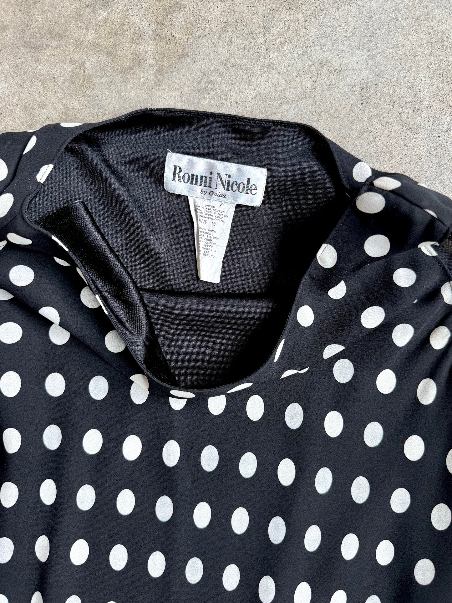 Vintage 1990s Ronni Nicole Polka Dot Maxi Dress | Medium