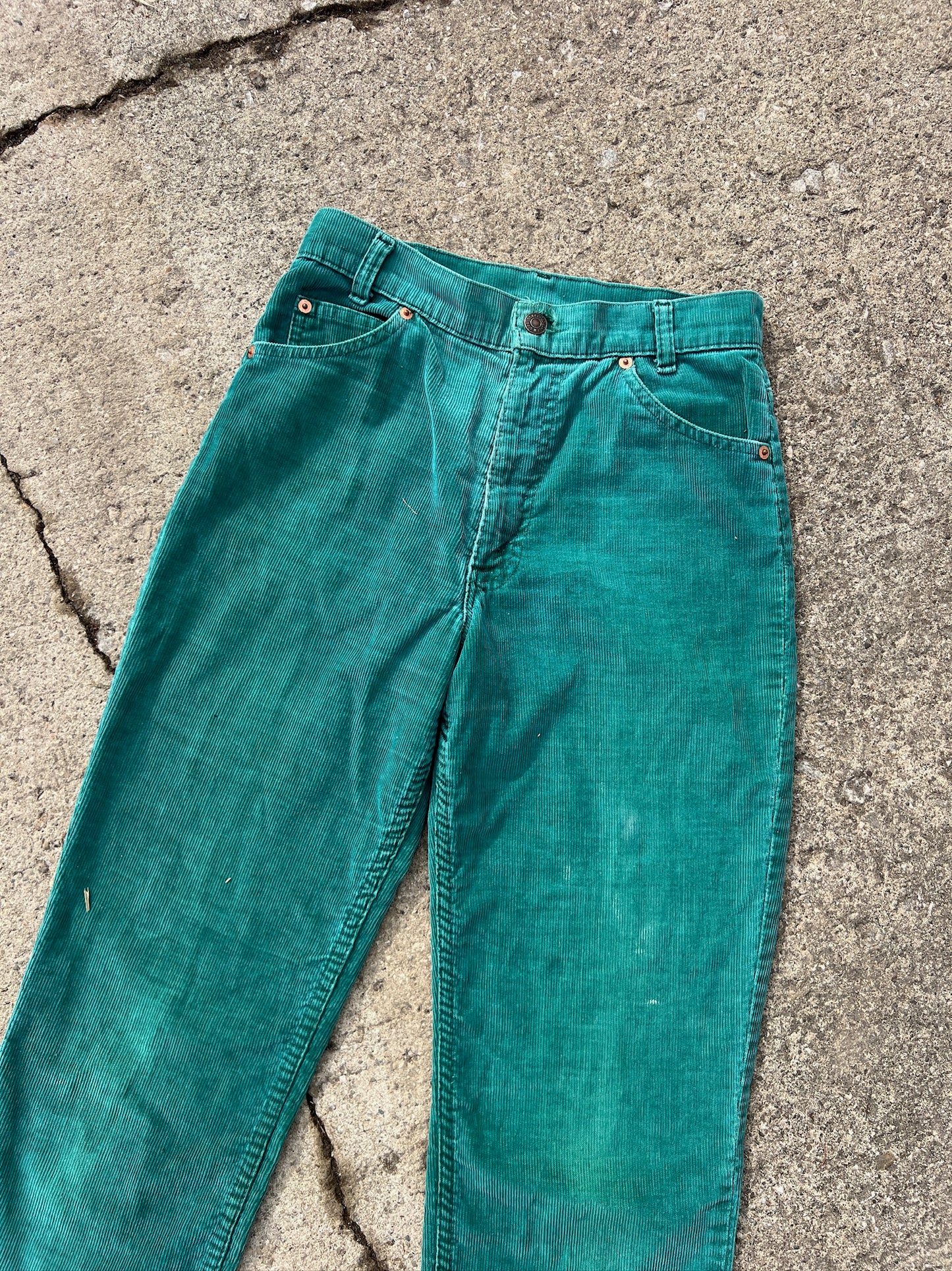 Vintage Rare Levi's "Cowgirl’s Favorite Garment" Green Corduroy Pants | Waist 27”