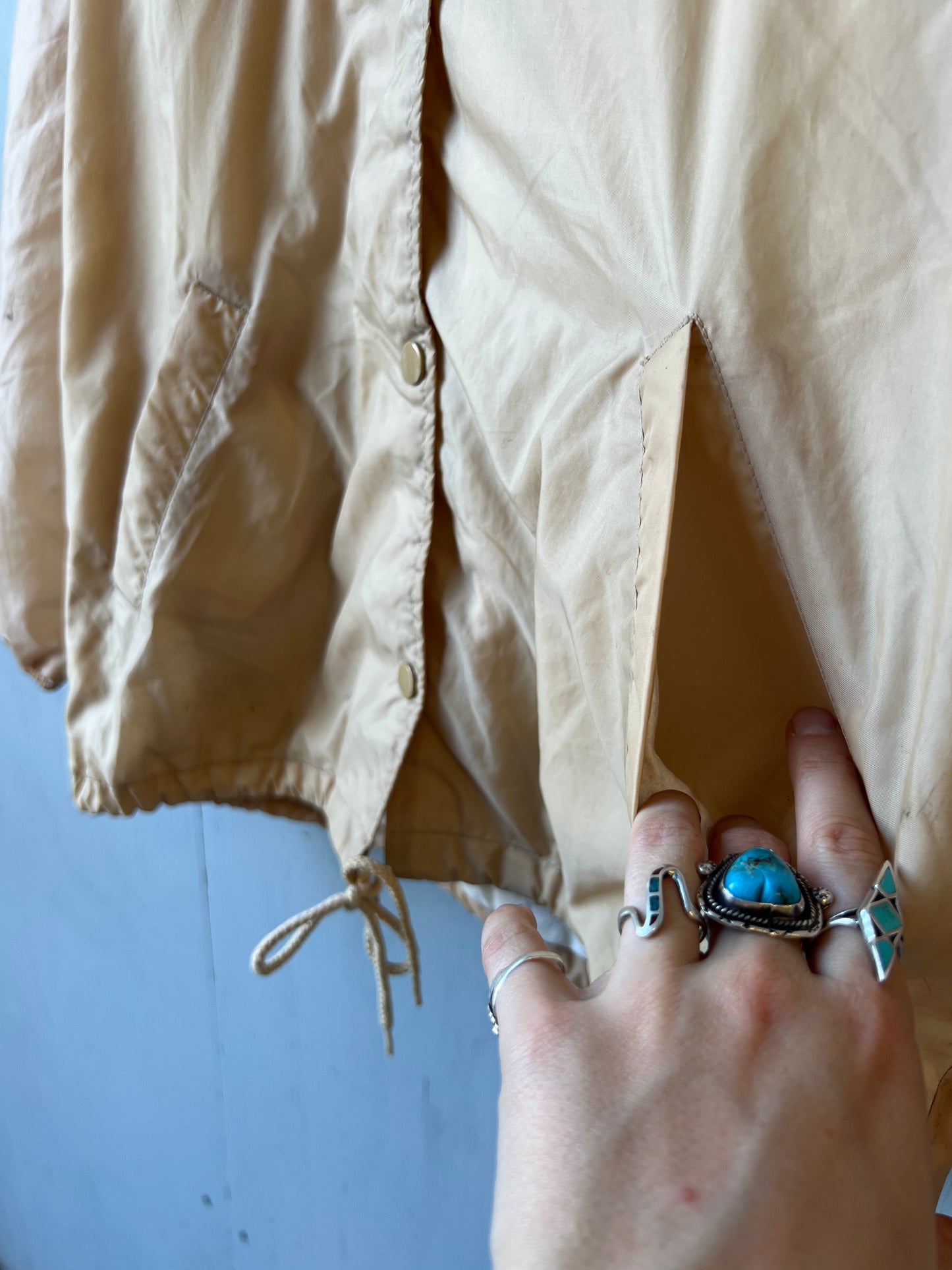 Vintage 1980’s Sears Beige Girl Scouts Patched Up Windbreaker Jacket | Medium