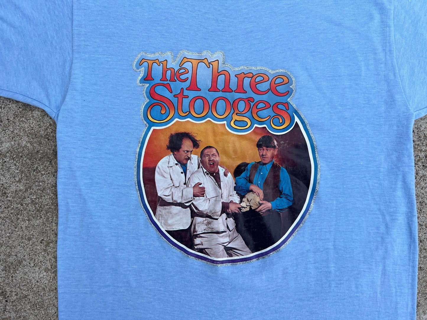 Vintage 1980s The Three Stooges Blue Graphic Tee | Medium