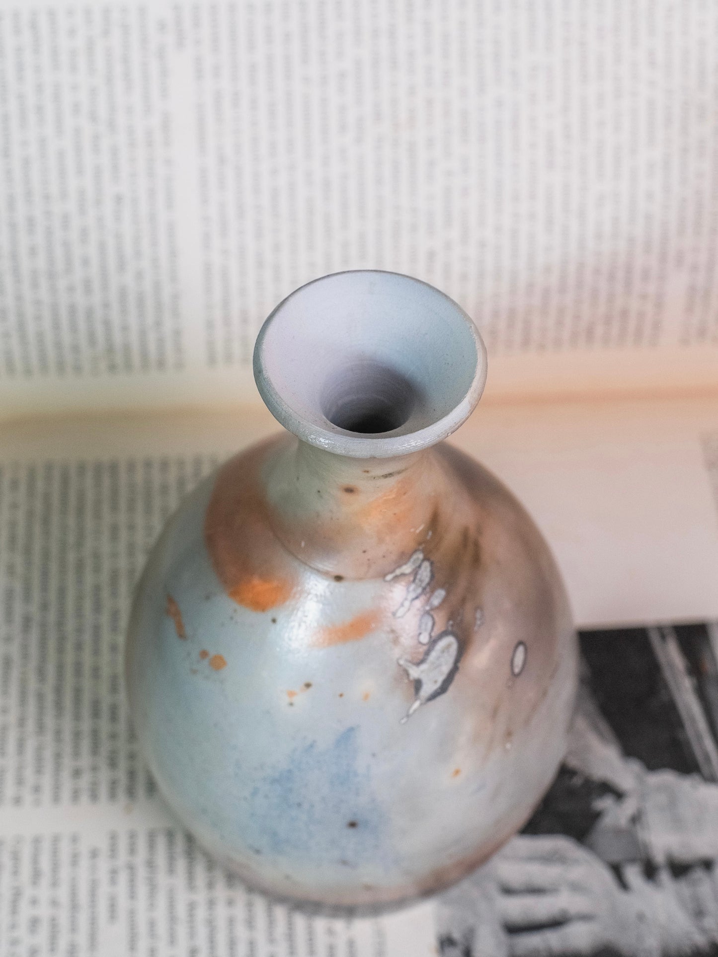 Vintage Saggar Fired Raku Signed Studio Pottery Vase