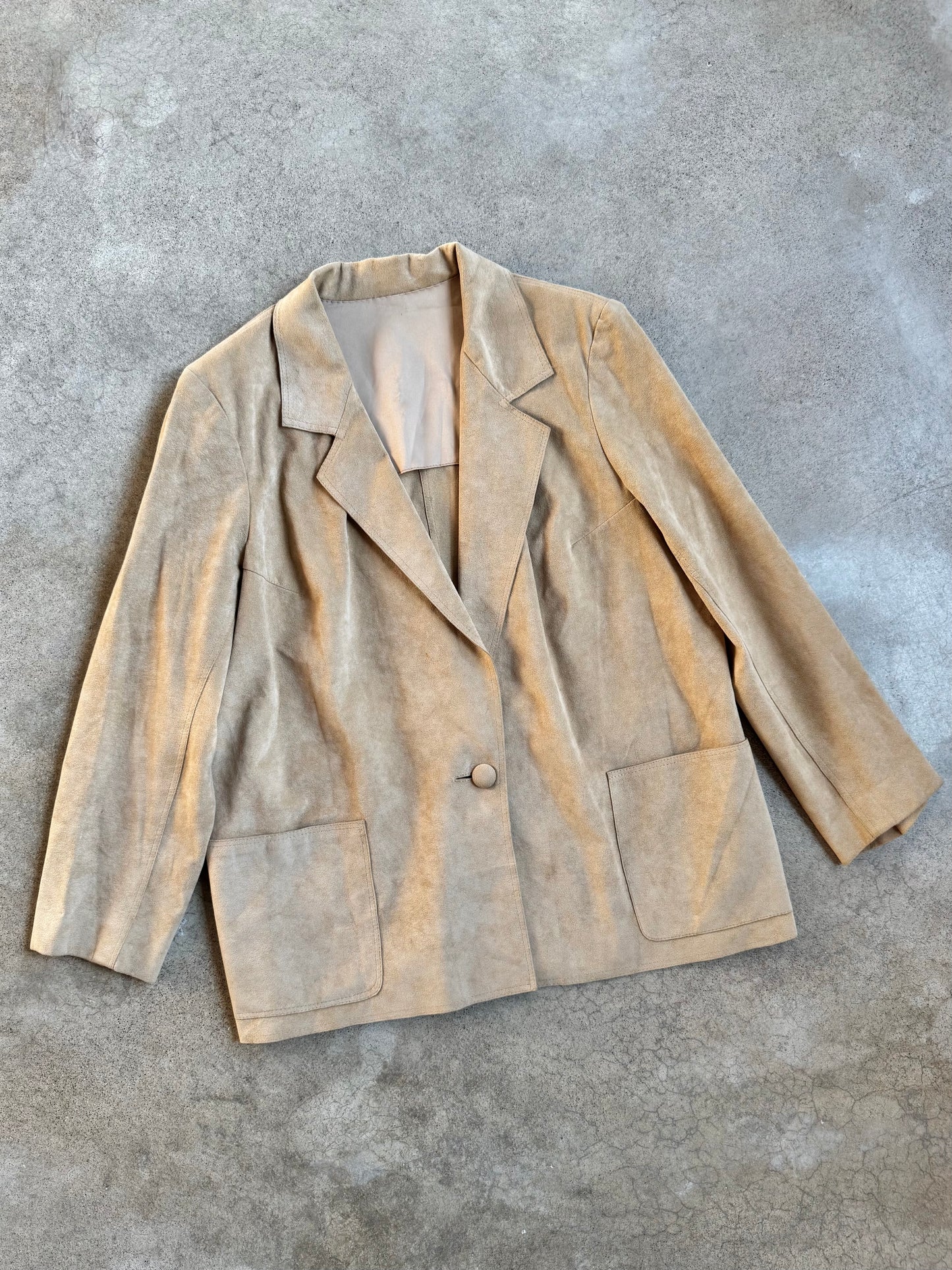 Vintage 1970s Faux Suede Tan Blazer | Large