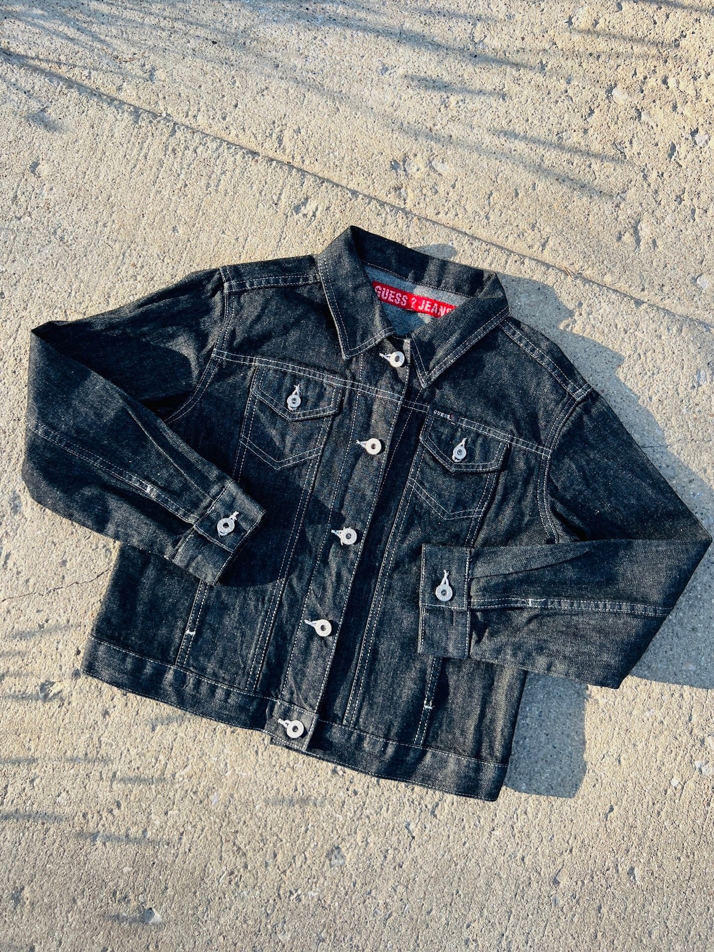 Y2K Guess Jeans Black Denim Jacket | XS