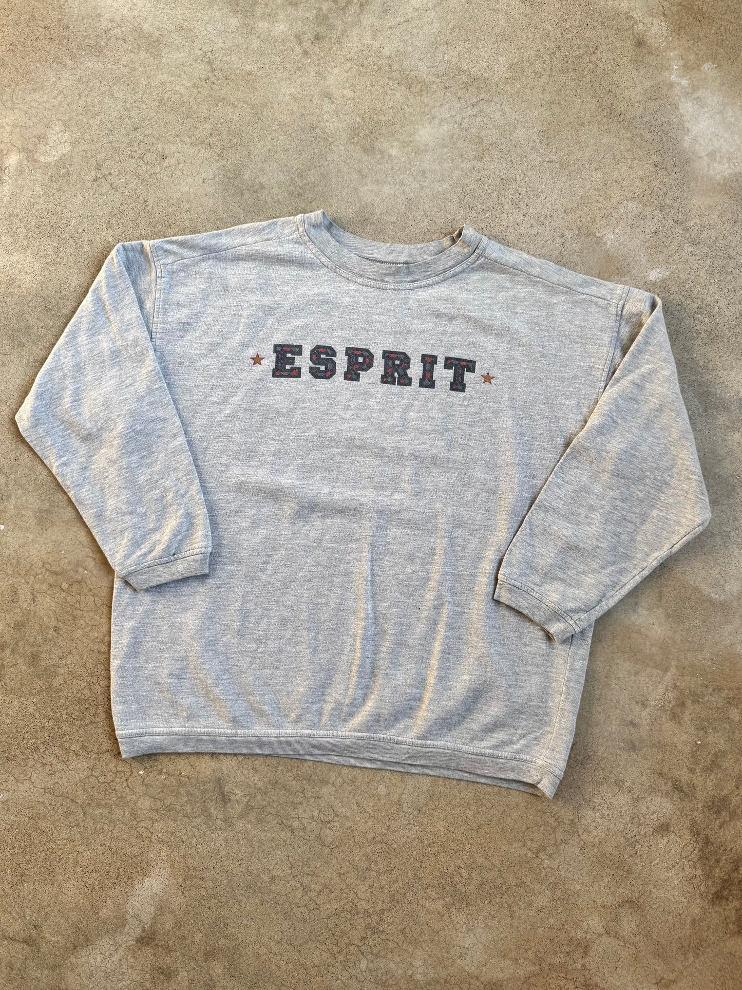 Vintage 1990s Esprit Heather Grey Crewneck Sweatshirt | XL