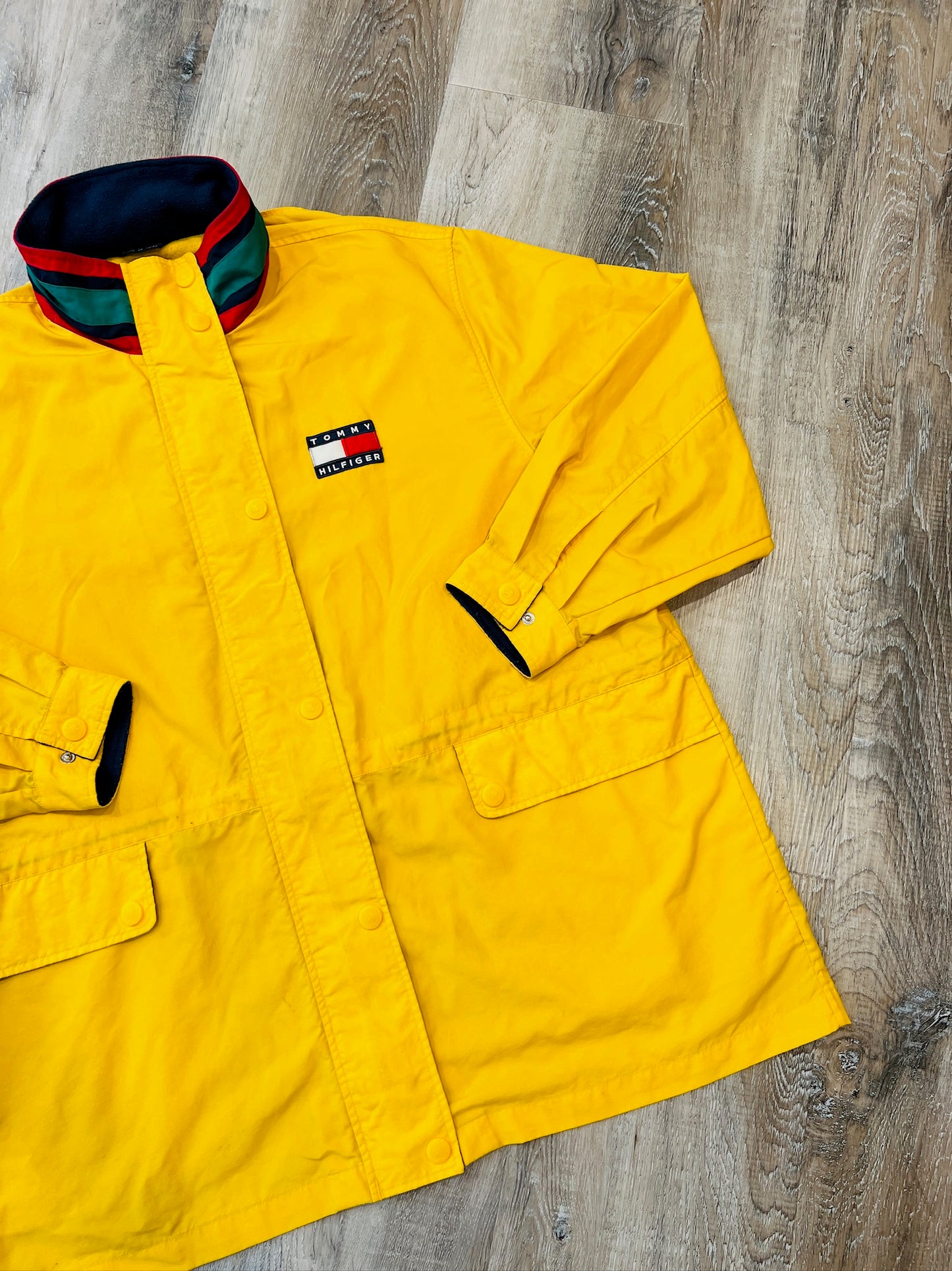 Vintage 1990s Tommy Hilfiger Yellow Raincoat | XL