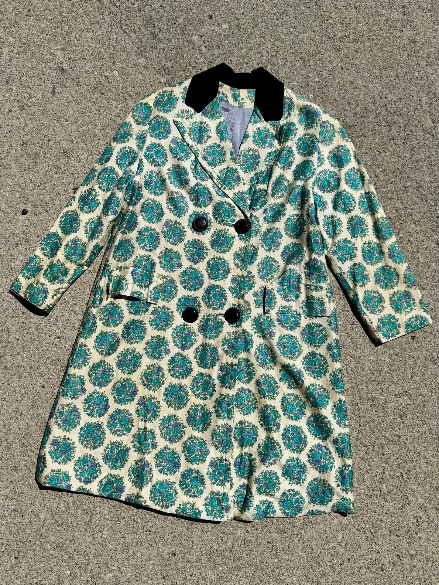 Vintage 1960s Floral Double-Breasted Spring Coat | Medium