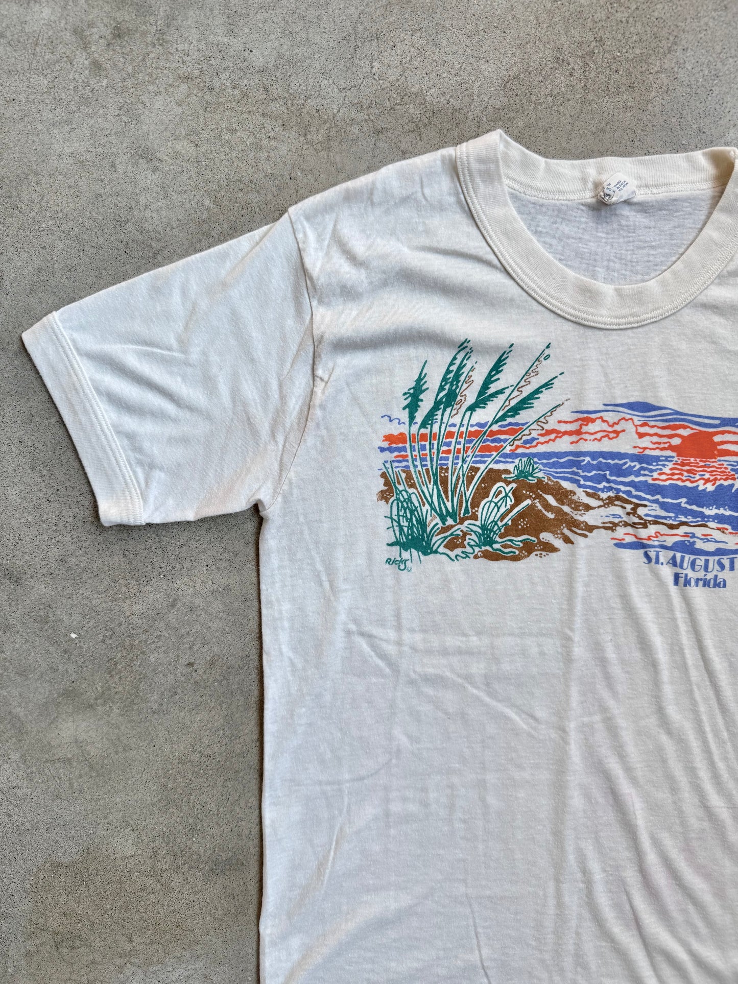 Vintage 1980s St. Augustine Beach Graphic Tee | Large