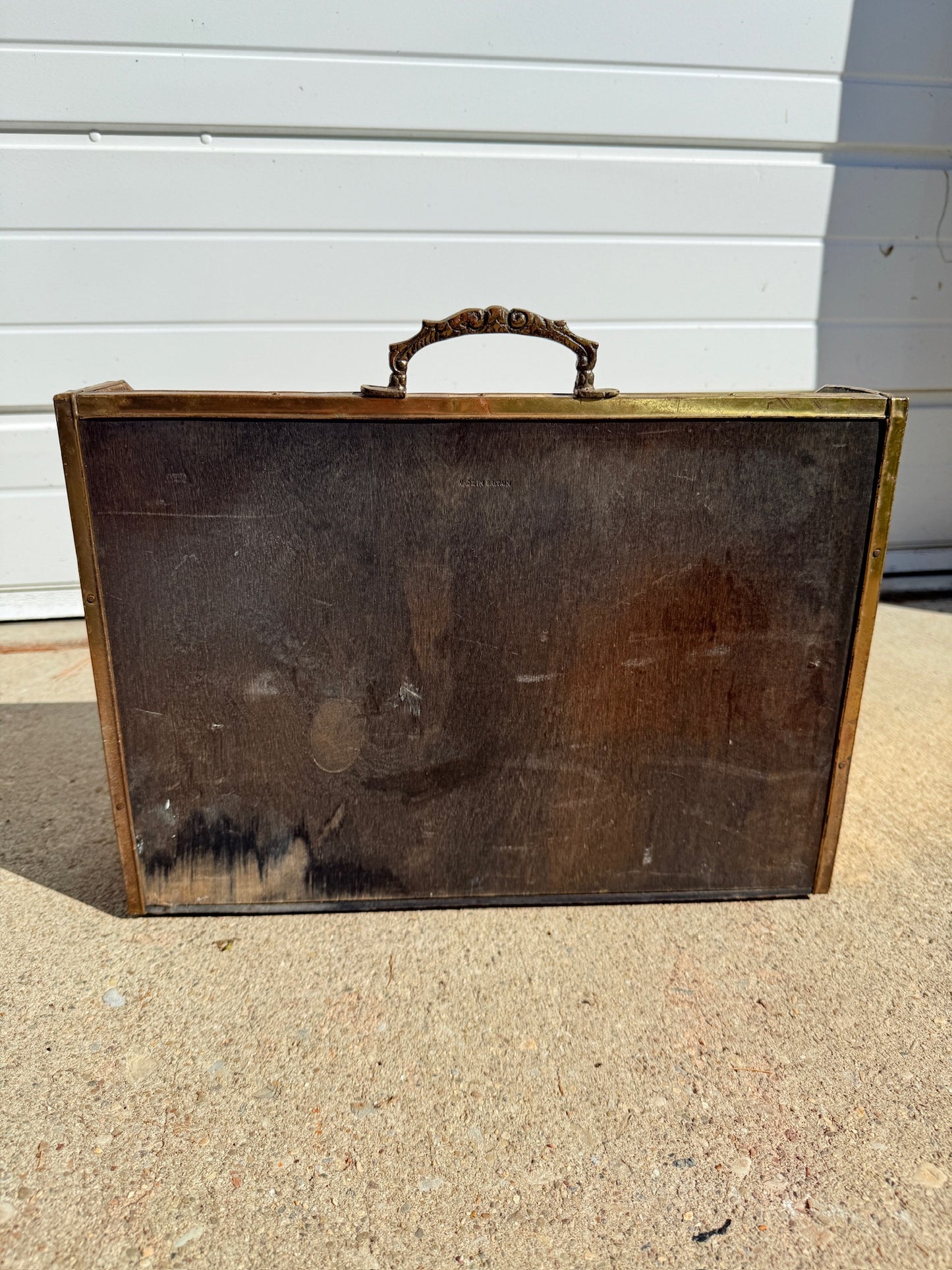 Vintage 1950s Brass & Wood Horse Magazine Holder