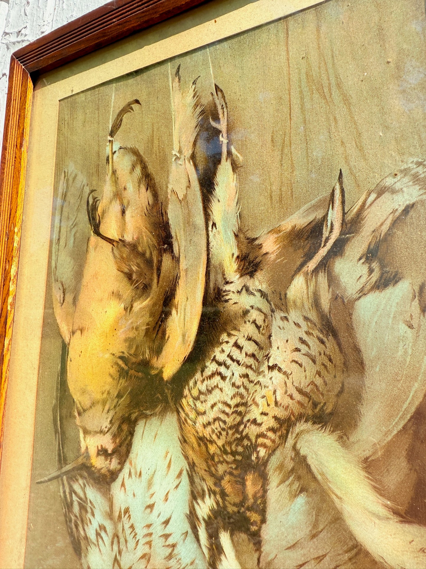 Antique Framed "Hanging Game" Carlsen Print Art