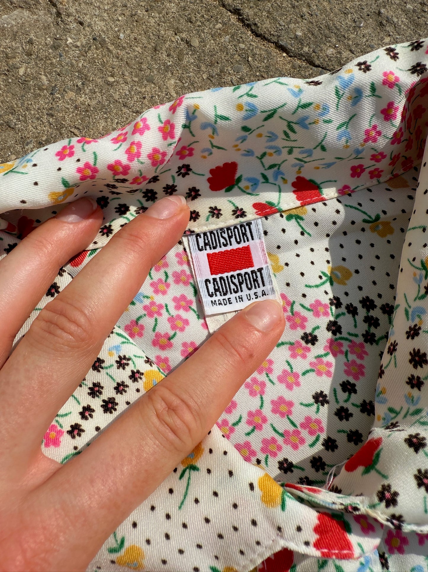 80's Cadisport Brand Floral Blouse | L