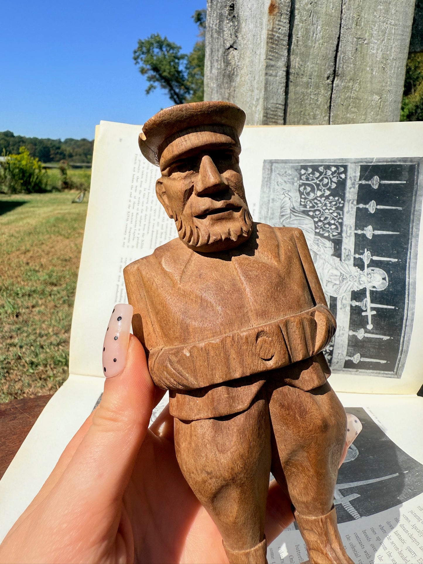 Vintage 1950s Wood Carved Sailor Man Statue
