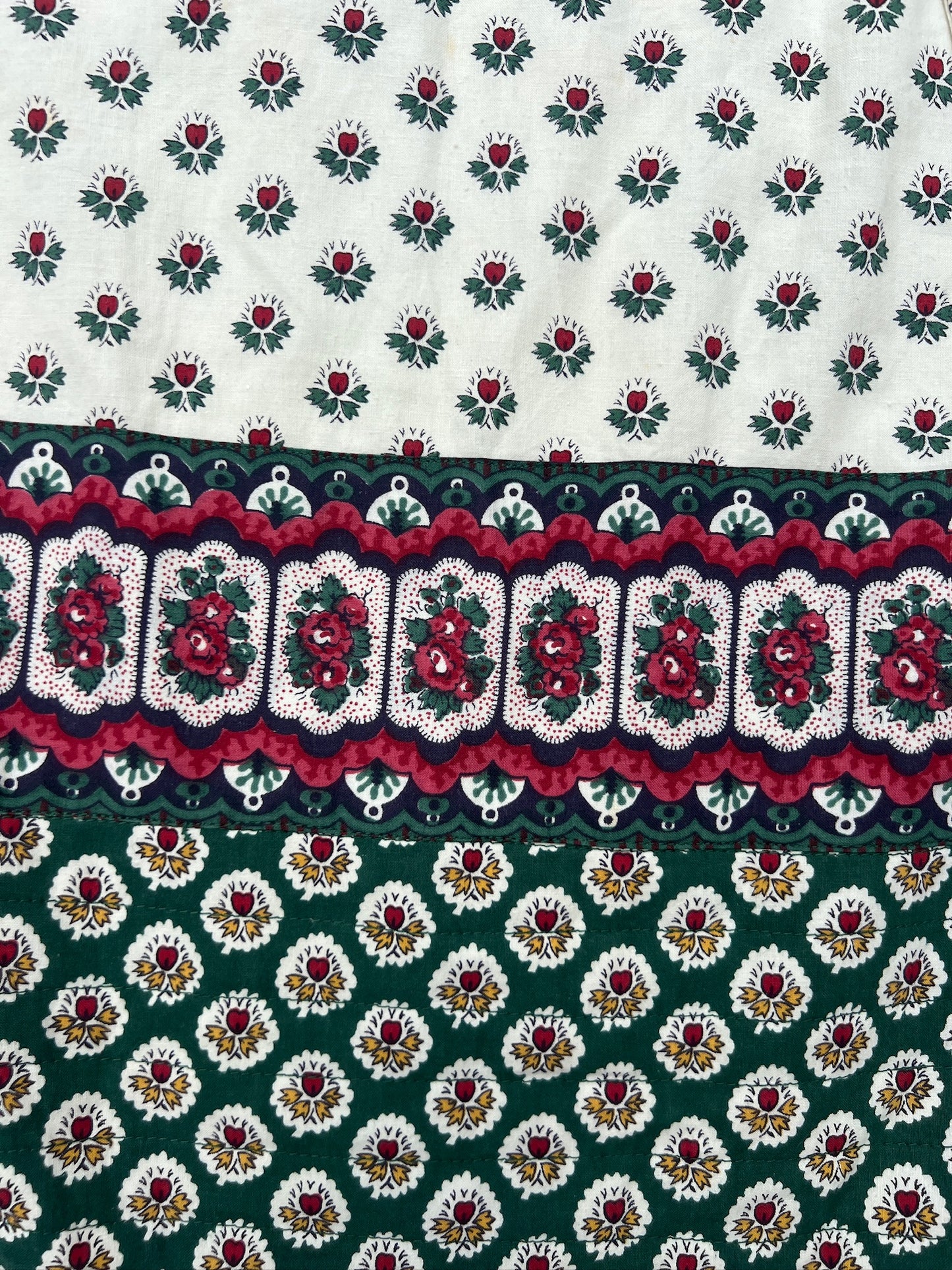 Vintage 1980s Soleiado Charles Deméry Floral Quilted Cotton Maxi Skirt | S/M