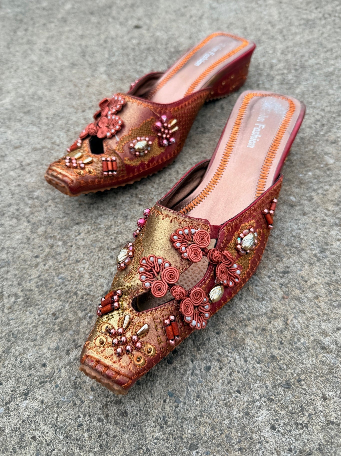 Vintage 1990s John Fashion Whimsical Embellished Heeled Shoes | Women’s 7