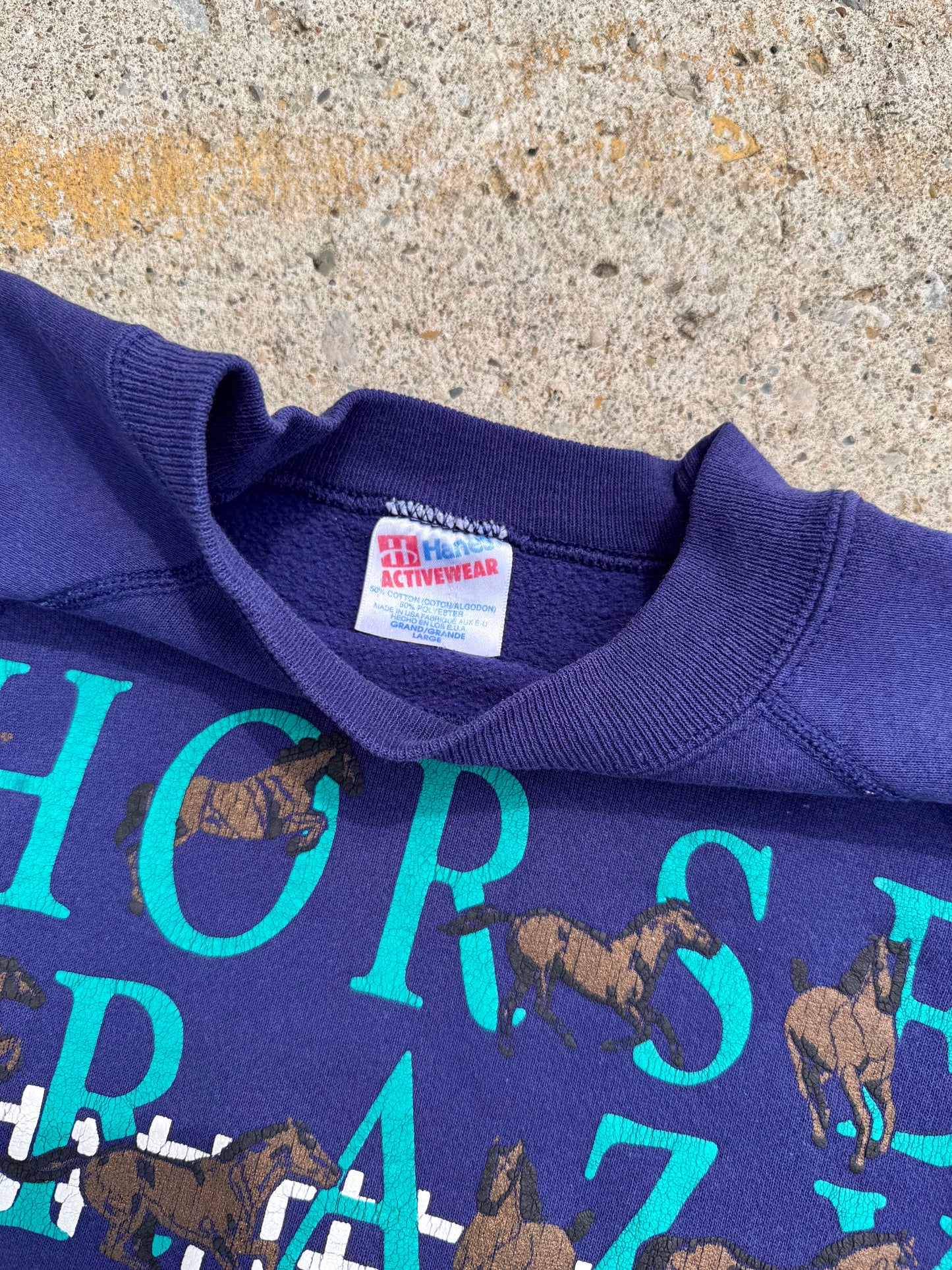 Vintage 1992 "Horse Crazy in Kentucky” Purple Raglan Sweatshirt | Large