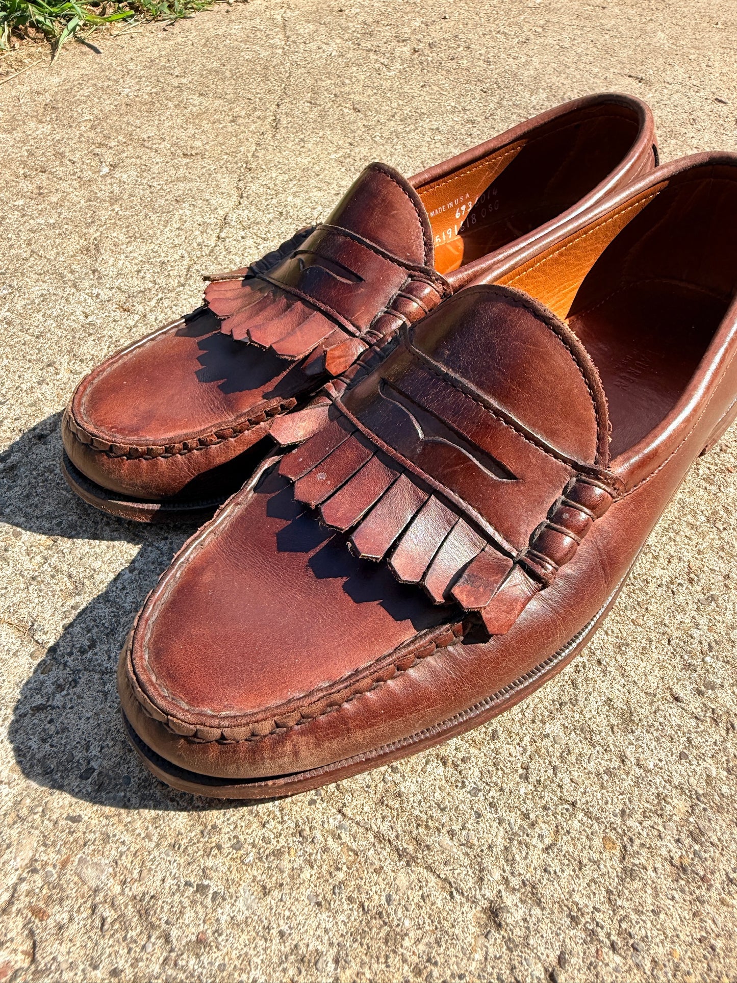 Vintage 1990s Ralph Lauren Black Label Brown Leather Tassel Penny Loafers | Men’s 10