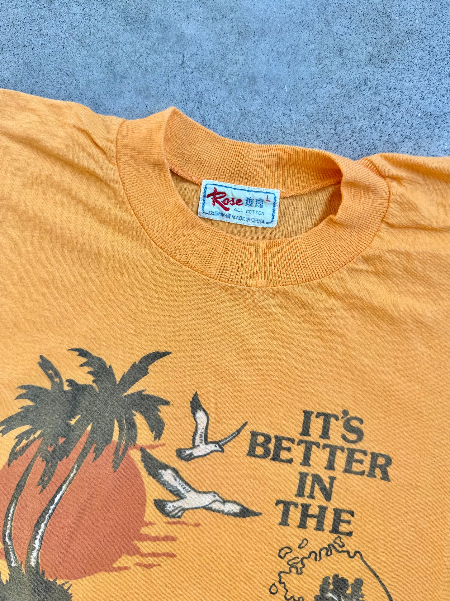 Vintage 1970s “It’s Better In The Bahamas” Orange Graphic Tee | S/M