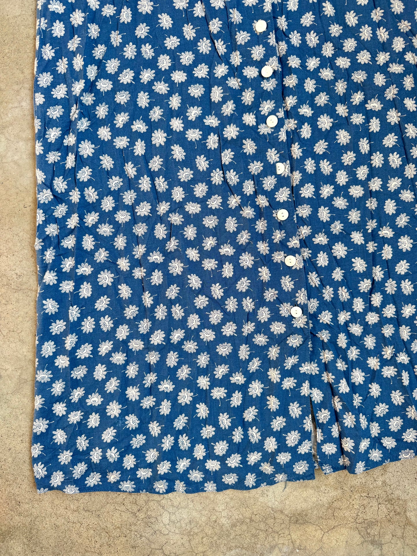 Vintage Woolrich Blue Floral Print Button-Front Maxi Skirt | Waist 26”