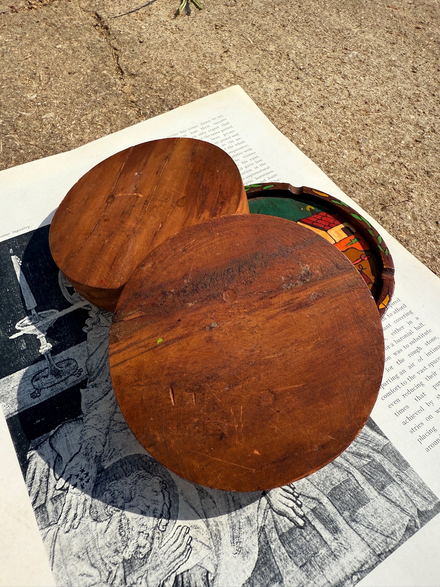 Vintage 1960s El Salvadoran Hand-Painted Wood Folk Art Coasters | Set of 3