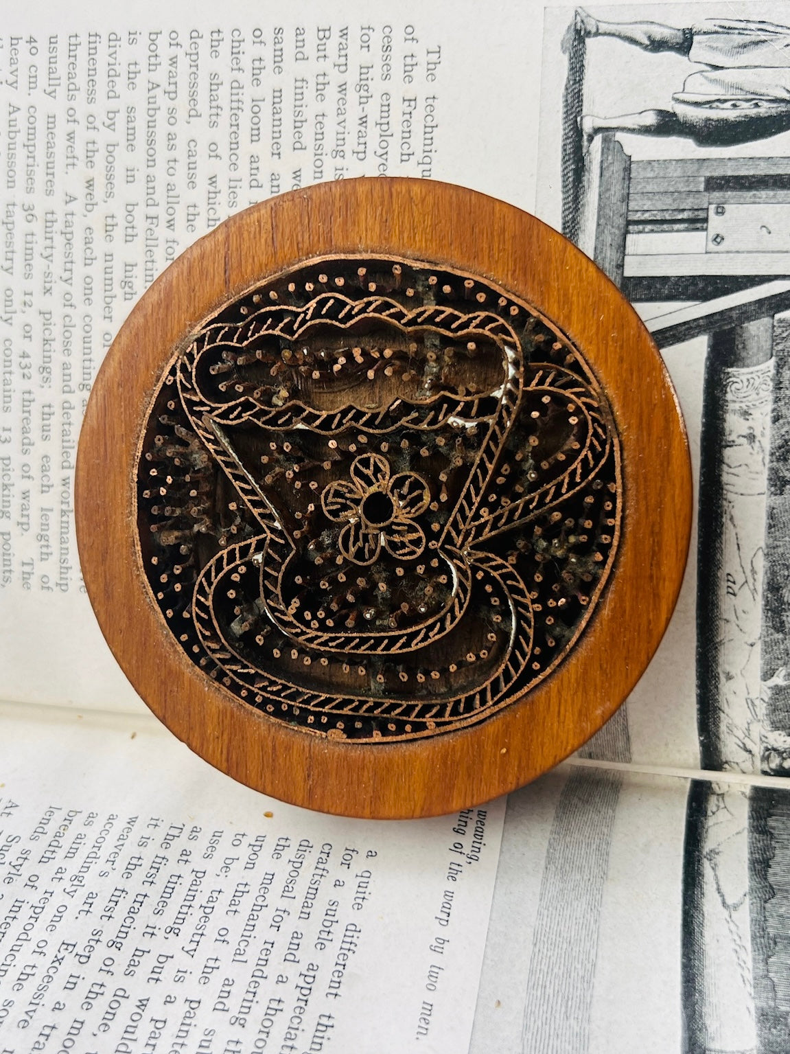 Handmade Metal Design Wood Coasters | Set of 2
