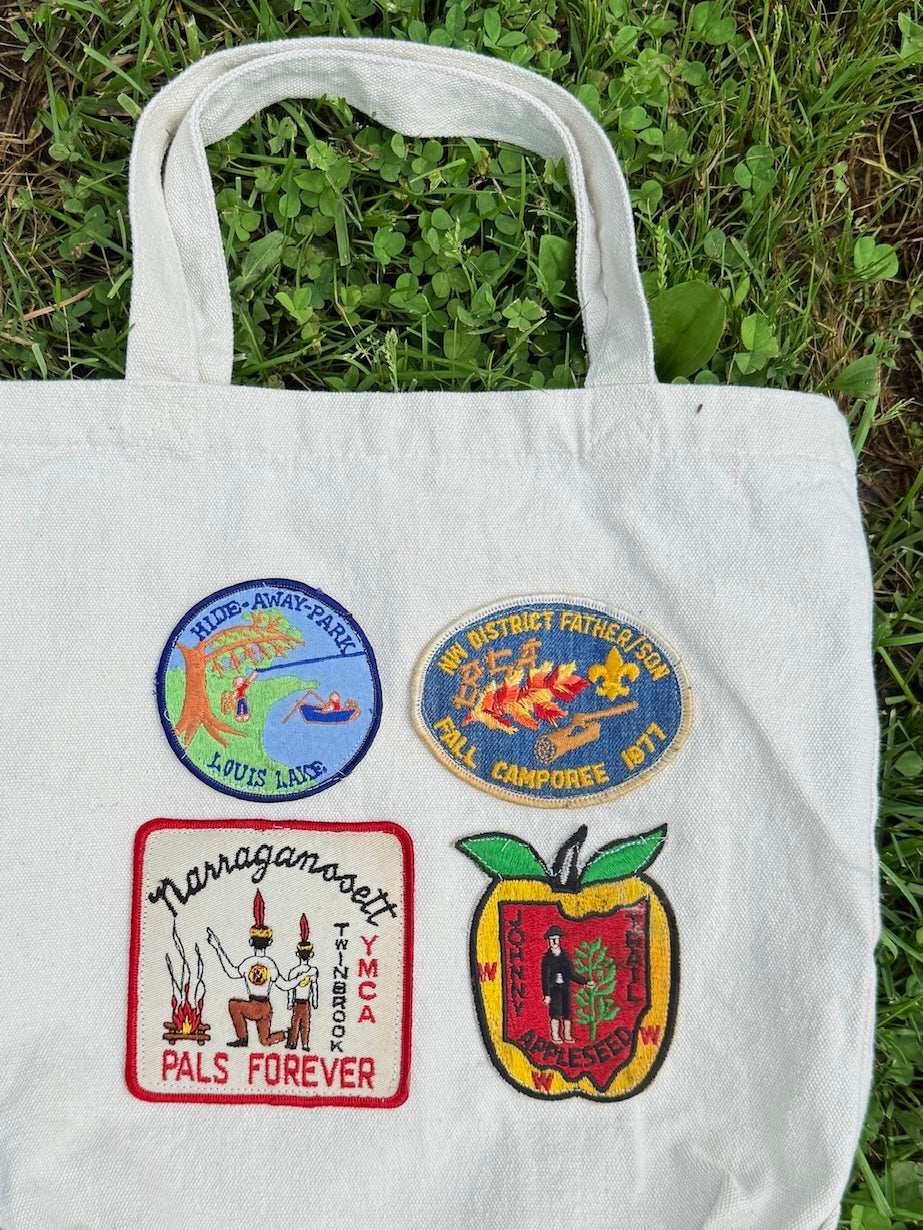 Vintage Patched Canvas Tote Bag
