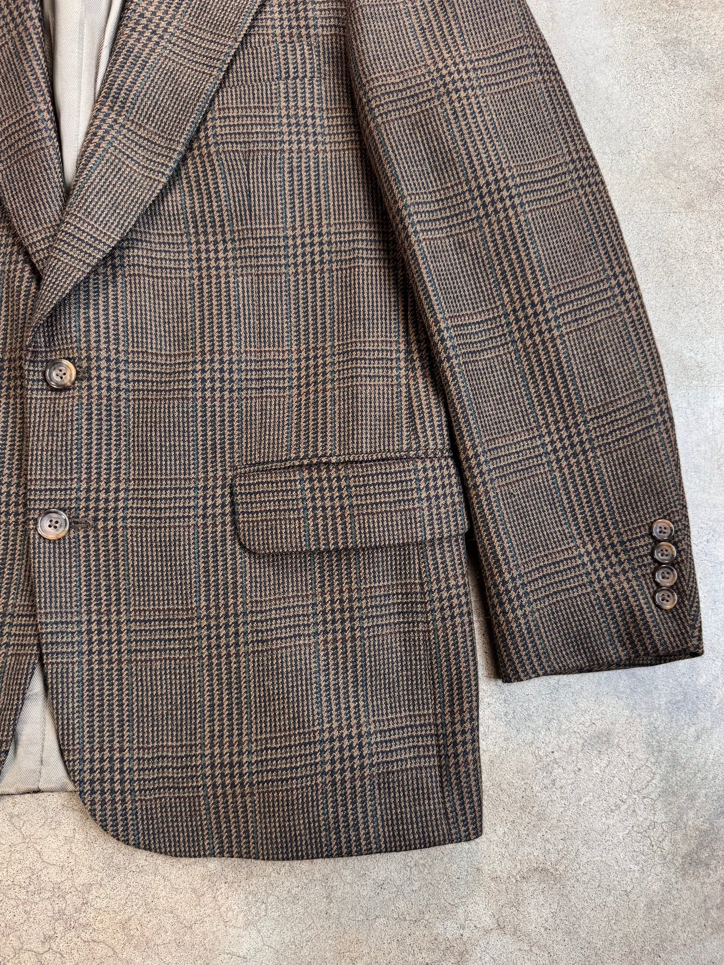 Vintage 1980s Oscar de la Renta Wool Glen Plaid Suit Jacket | 42R