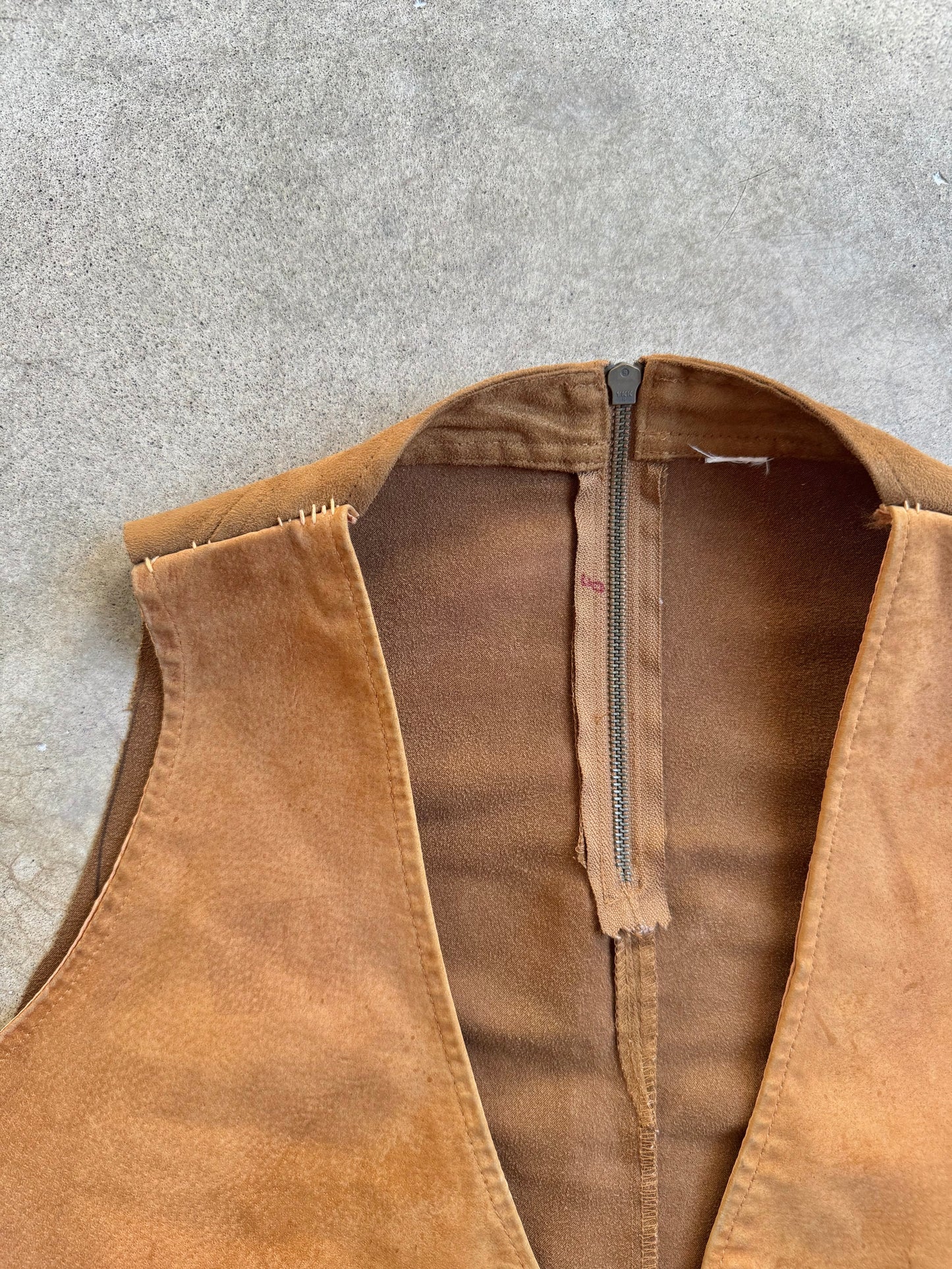 Vintage Handmade Tan Suede Leather Vest | Small