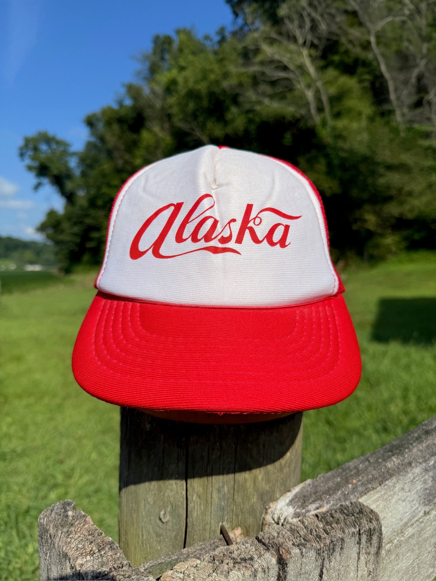 Vintage 1970s Red & White Alaska Trucker Hat