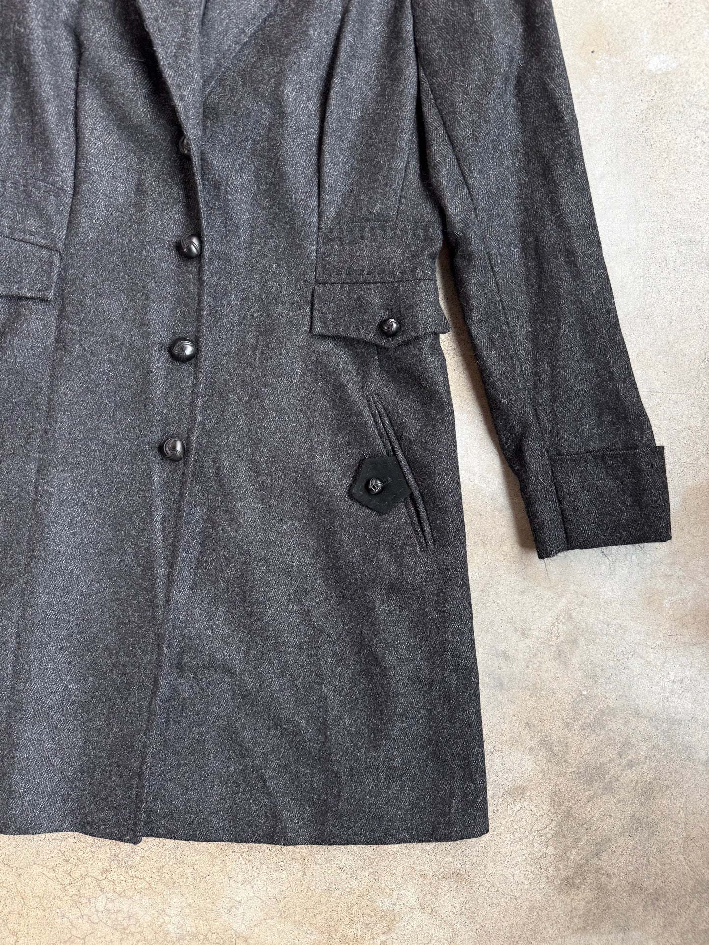 Vintage 1990s Peruvian Connection Charcoal Baby Alpaca Wool Coat | M/L
