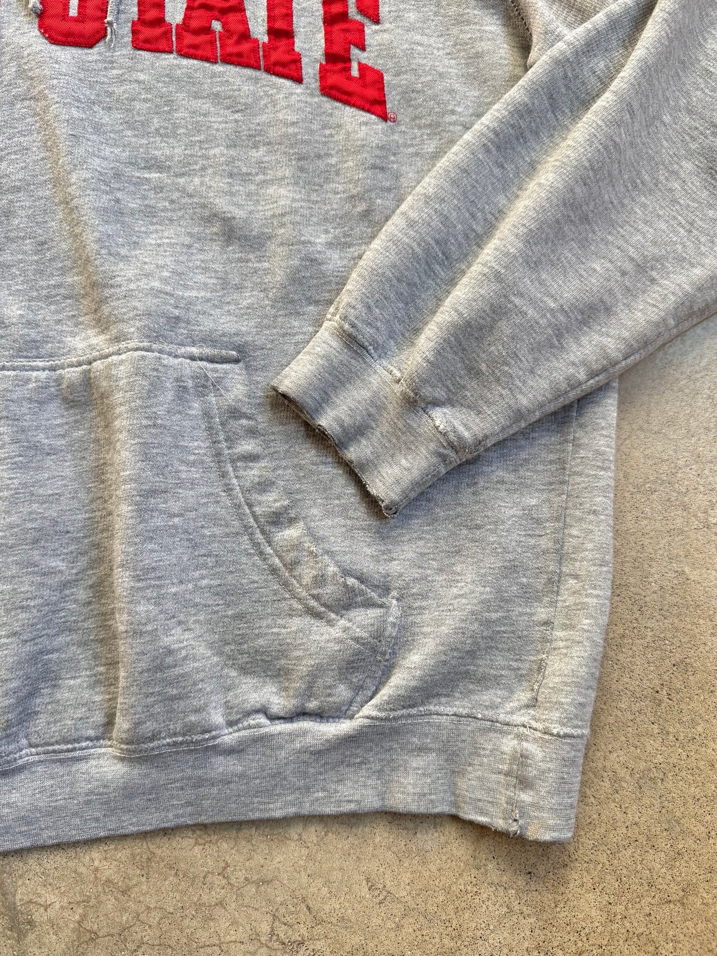 2000s Ohio State Embroidered Worn Grey Hoodie | Medium