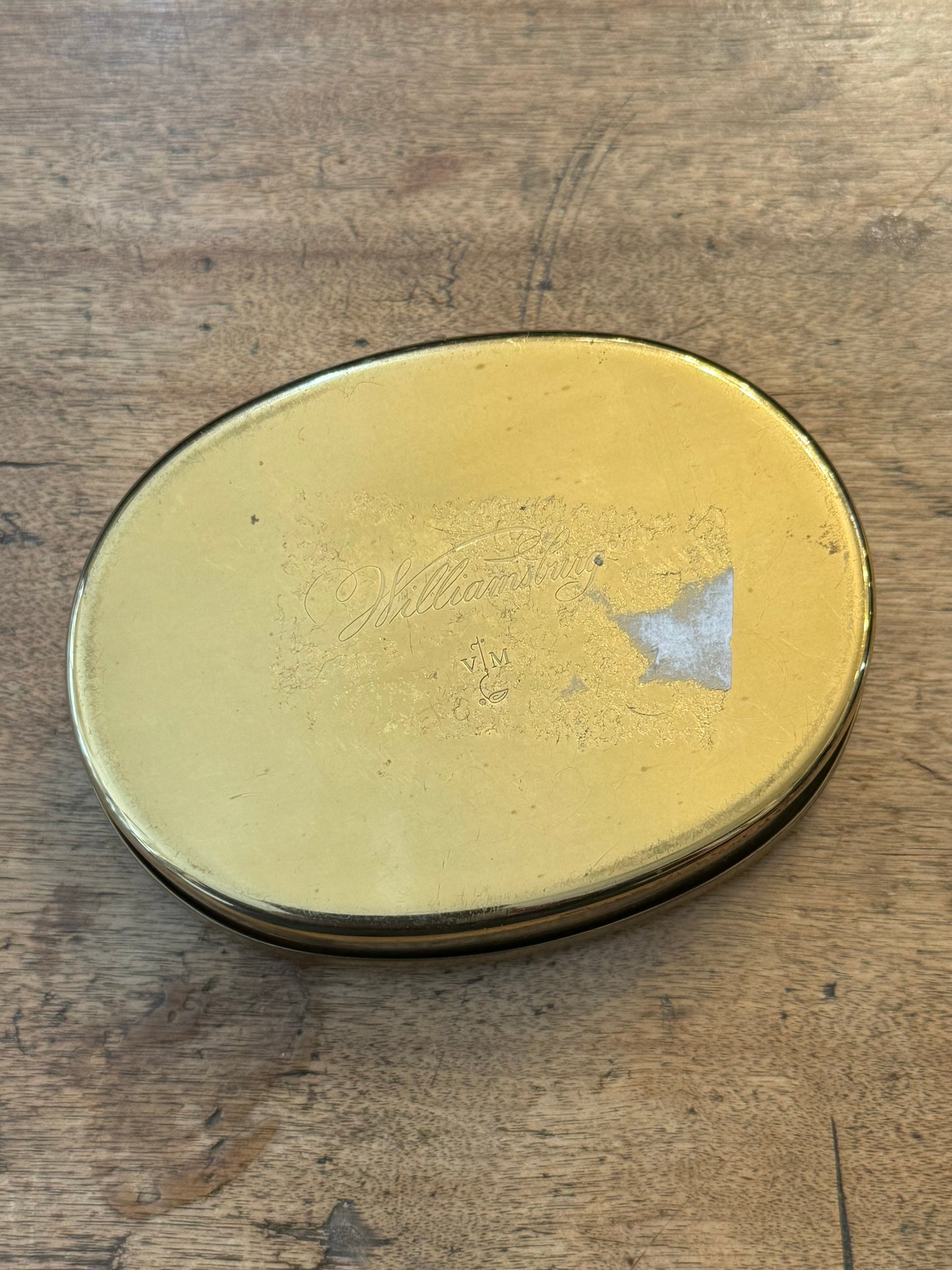Vintage Virginia Metalcrafters Brass Monogrammed Trinket Box