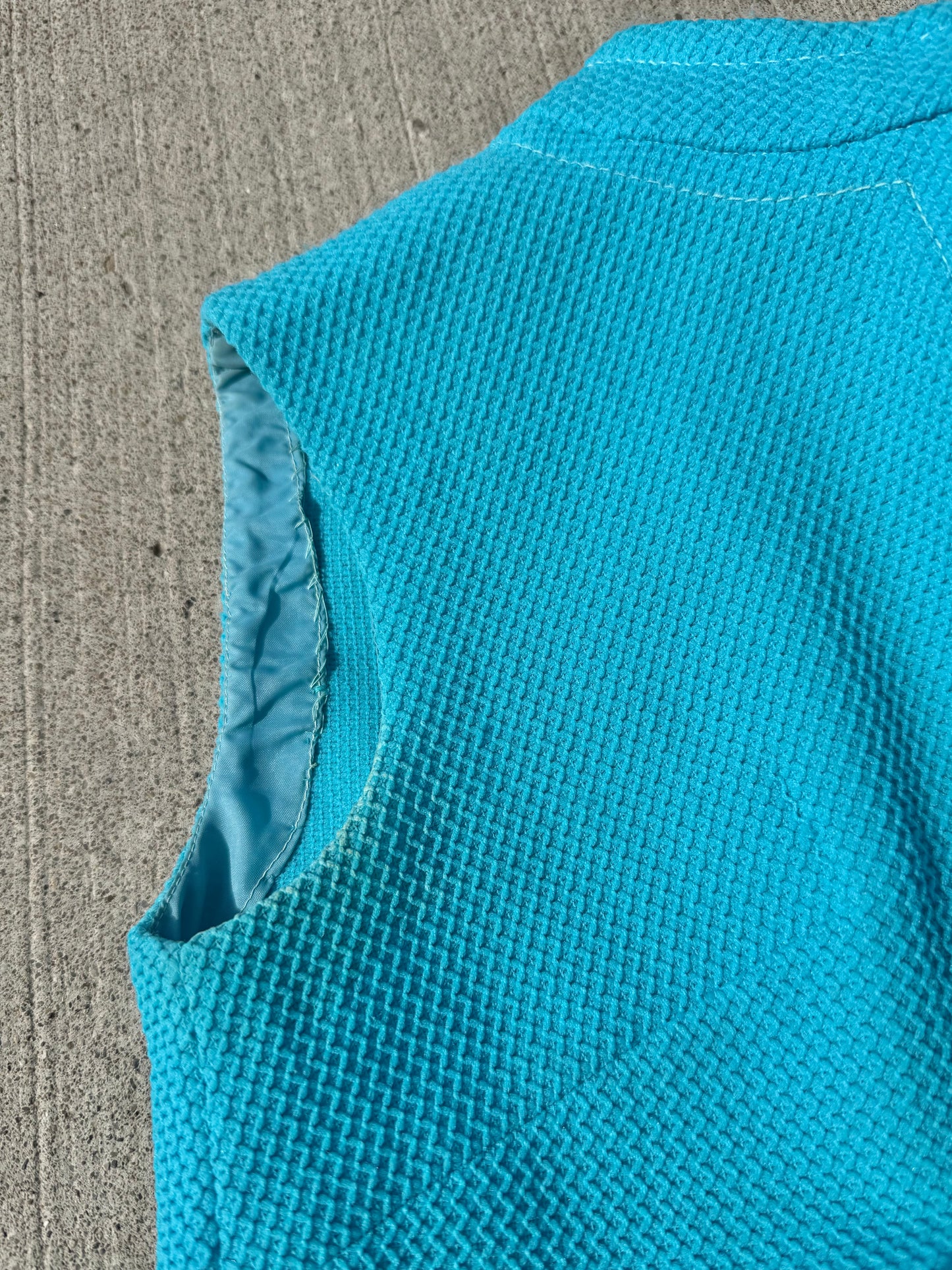 Vintage 1960s Mod Blue High Neck Shift Dress | XS/S