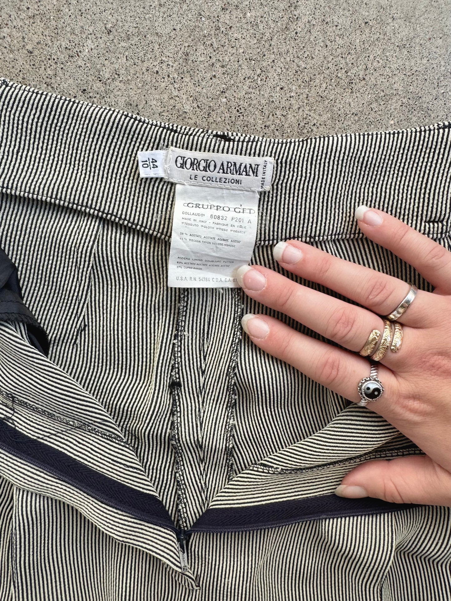 Vintage Giorgio Armani Pinstripe Two-Piece Pant Suit | S/M